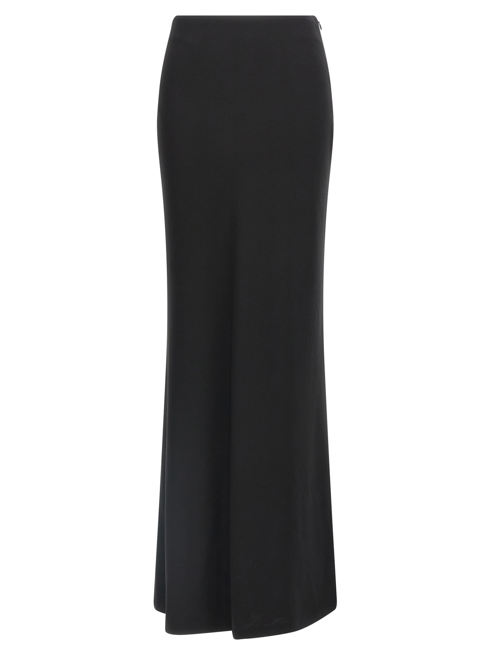 Alessandra Rich Fluid Black Silk Crepe Maxi Skirt With Lined Elegance In Black