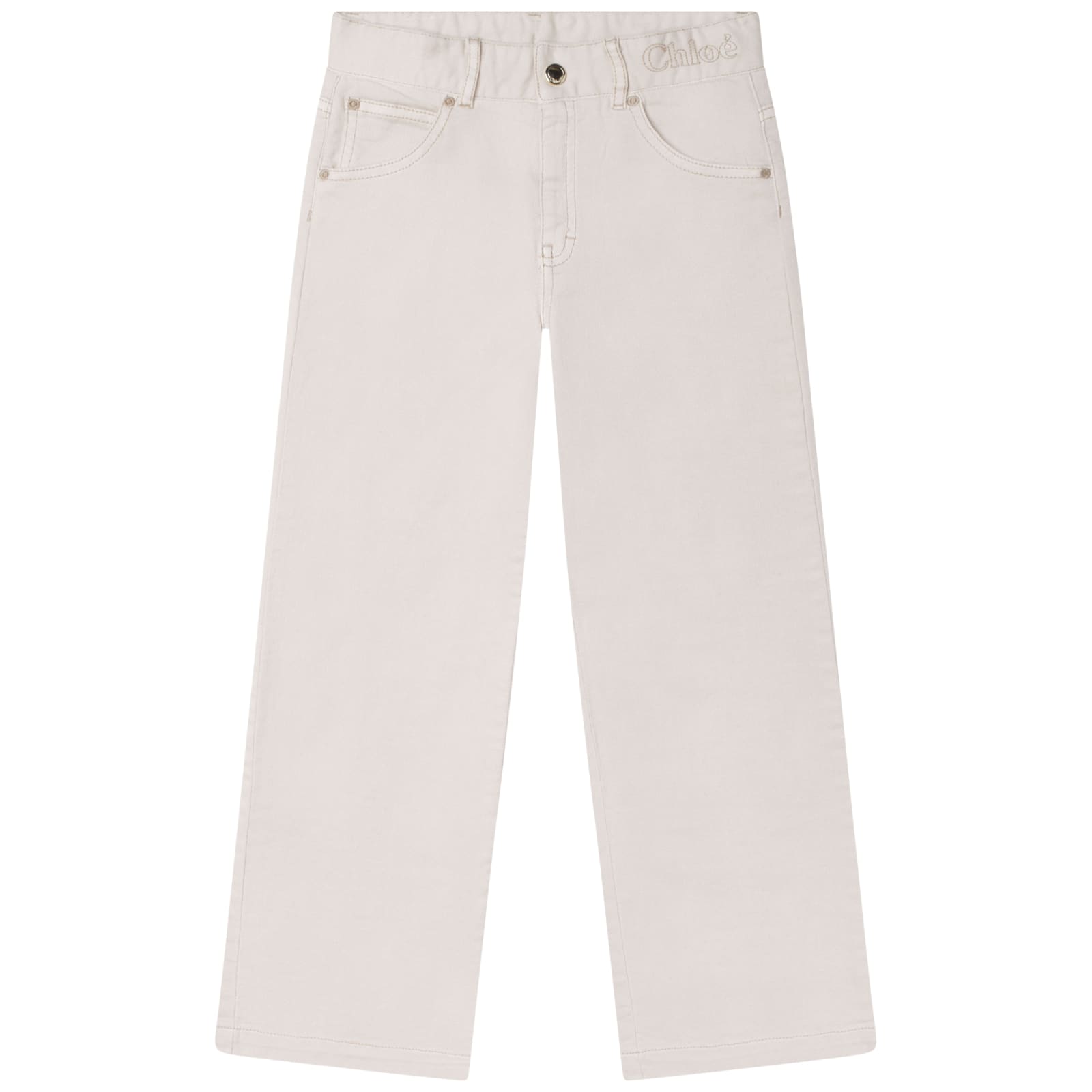 Shop Chloé Straight Jeans With Embroidery In Begie