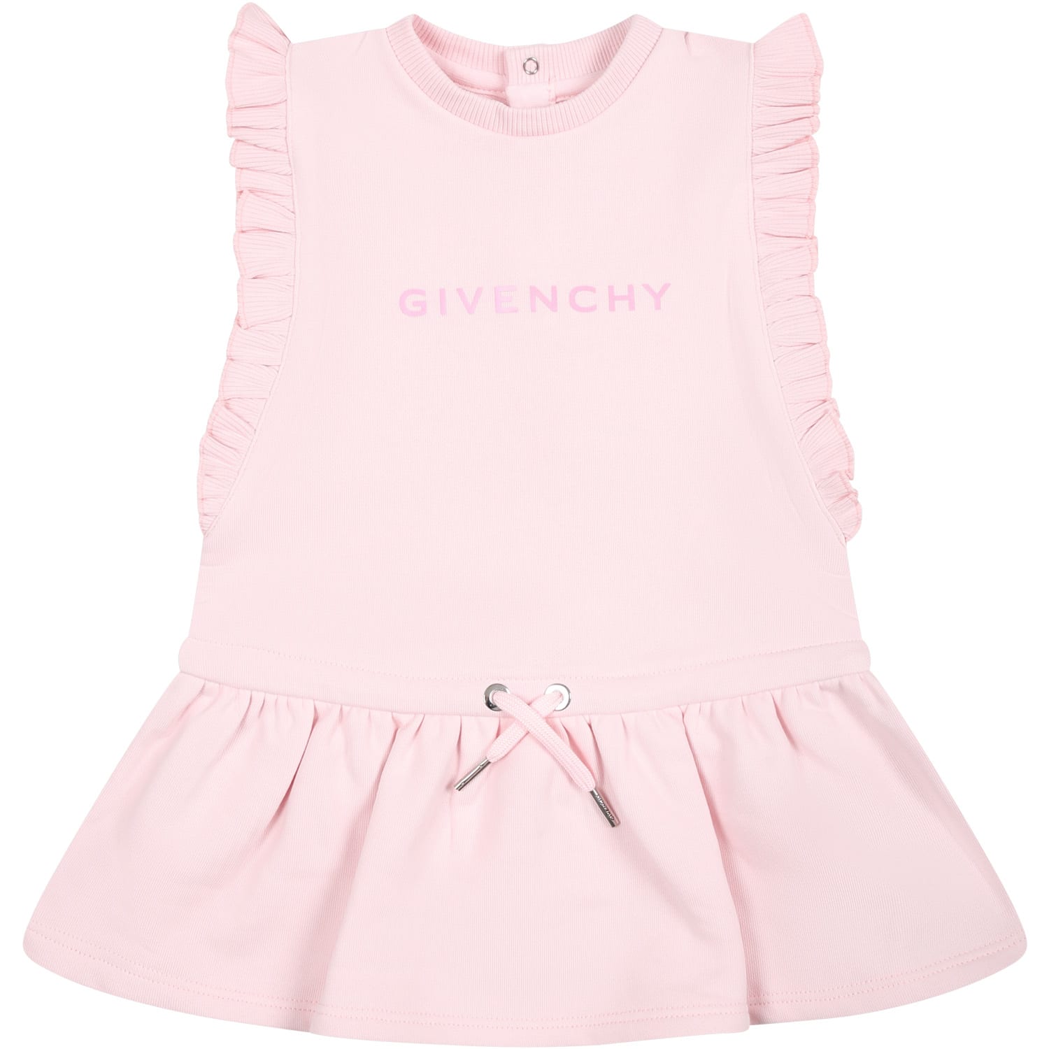Shop Givenchy Pink Dress For Baby Girl With Logo