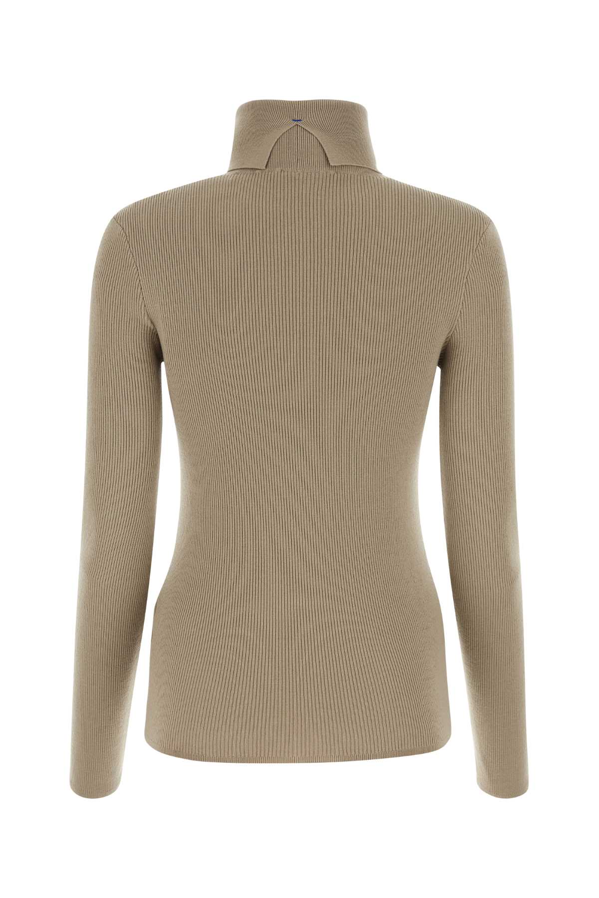 Shop Burberry Cappuccino Wool Blend Sweater In Limestone