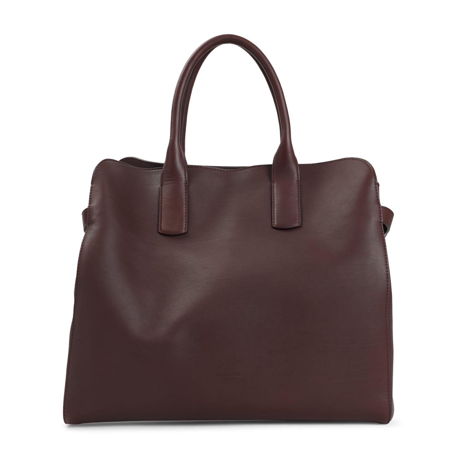 Giorgio Armani Calf Leather Shoulder Bag In Red