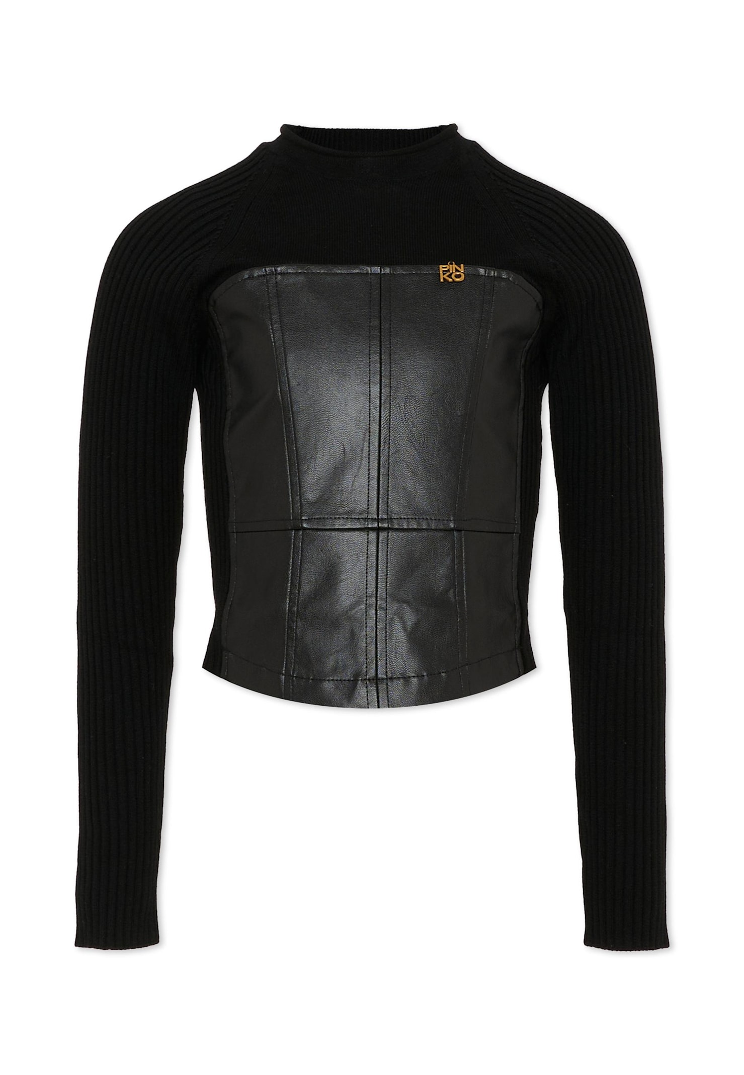 Pinko Black Sweater For Girl With Logo In Black
