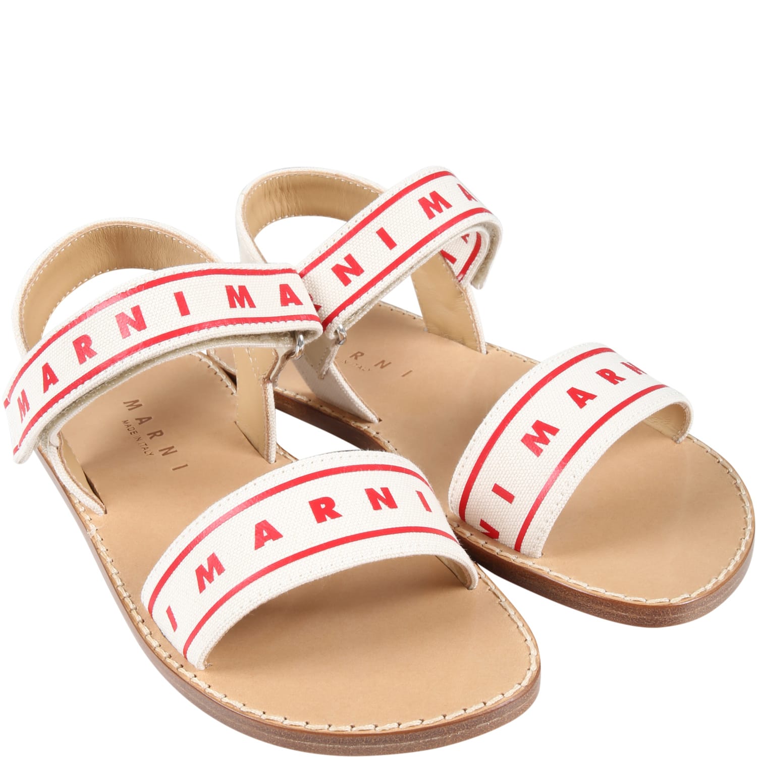 Shop Marni Multicolor Sandals For Girl With Red Logo