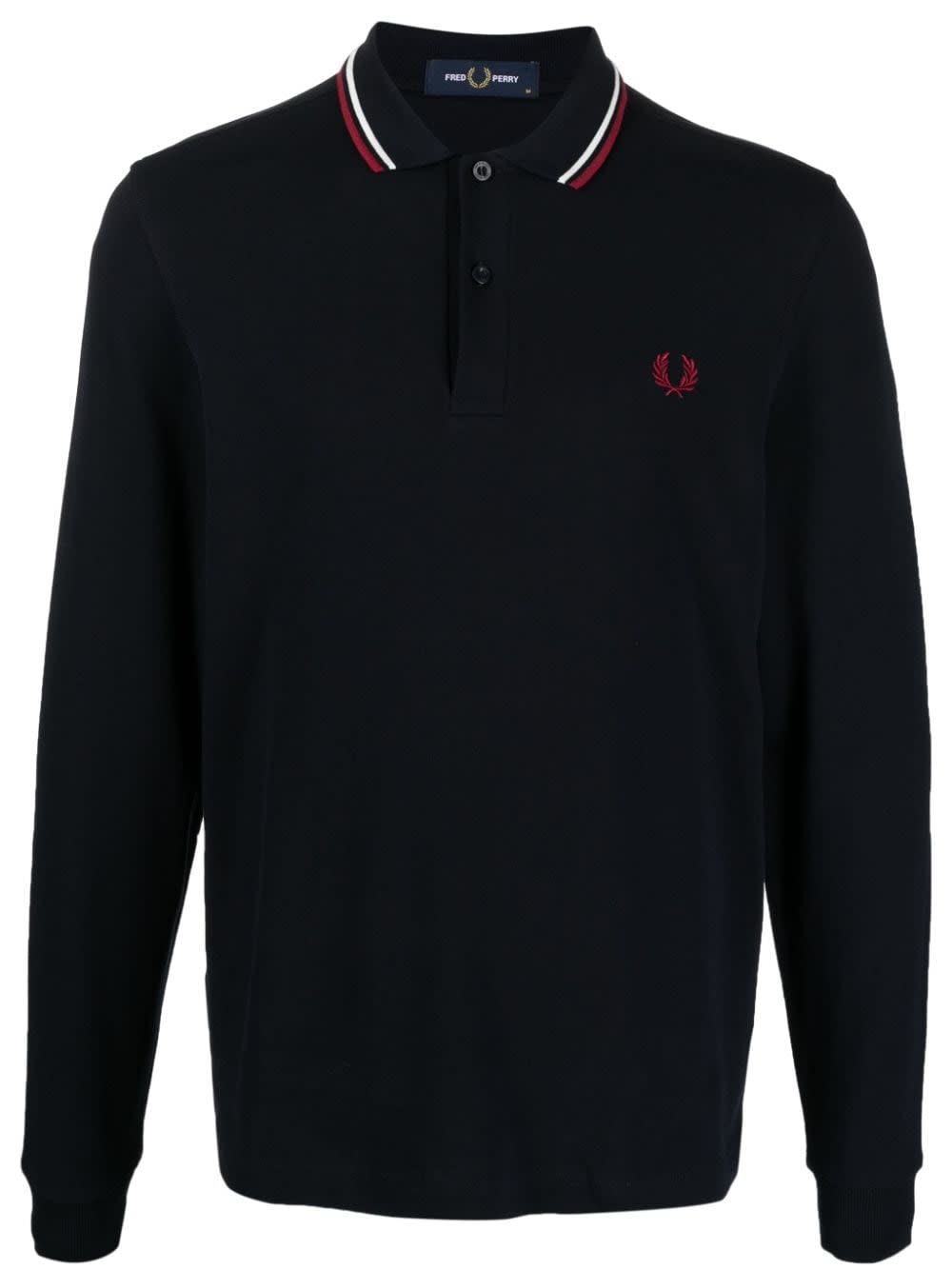Shop Fred Perry Fp Long Sleeve Twin Tipped Shirt In Nvy Swht Bntred