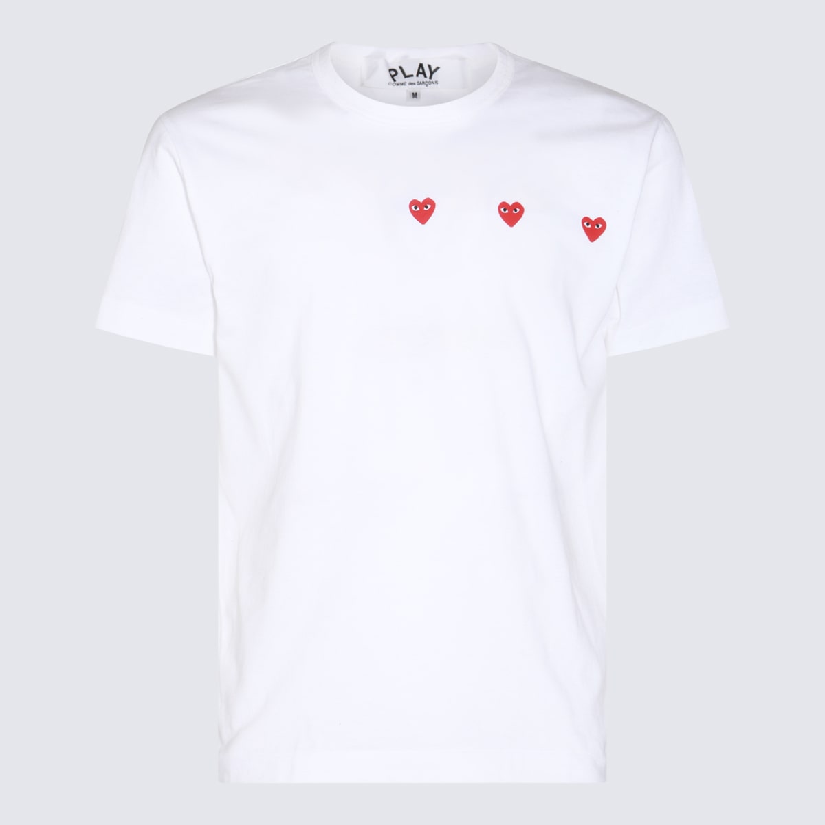 Shop Comme Des Garçons Play White And Red Cotton Play T-shirt