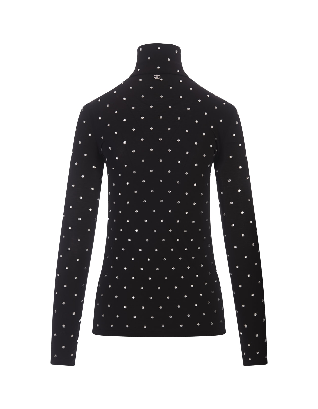 Shop Rabanne Black Turtleneck With All-over Crystals In Nero