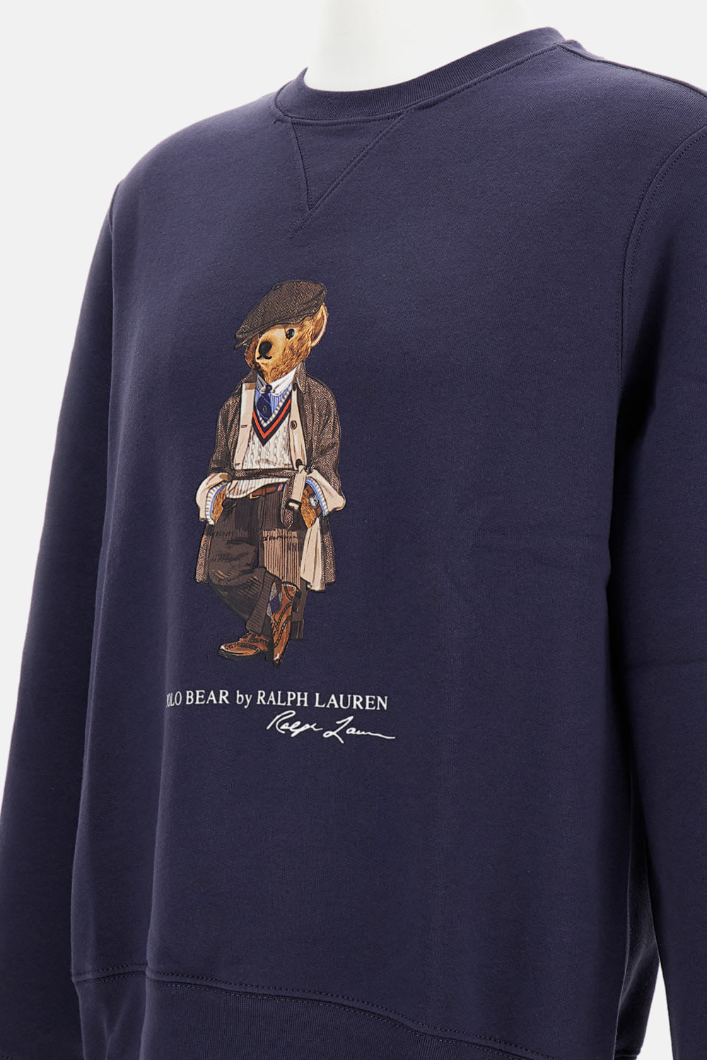 Polo Ralph Lauren Navy Blue Cotton Blend Sweatshirt With Iconic Bear Logo In Blue