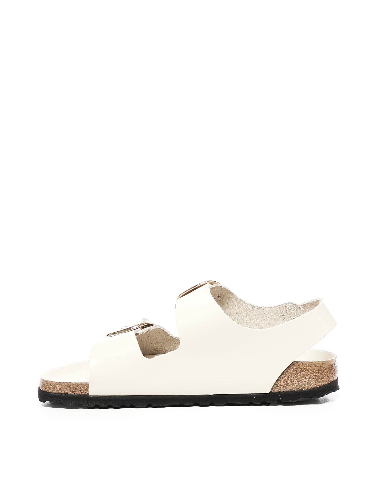 Birkenstock Milano Big Buckle Patent Leather Sandals In White