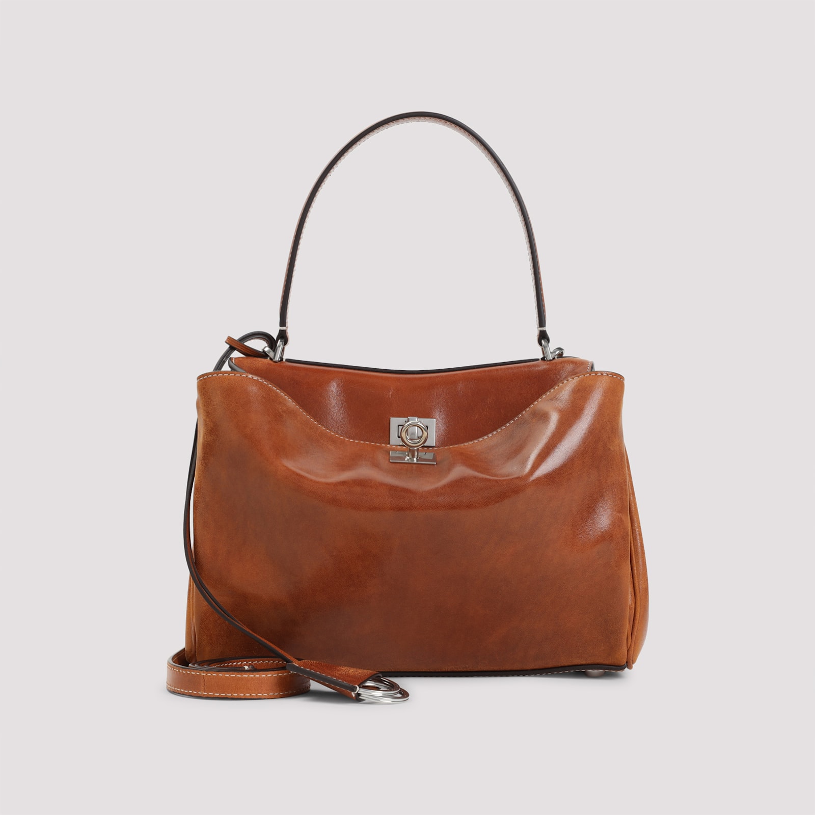 Balenciaga Small Rodeo Leather Shoulder Bag In Brown
