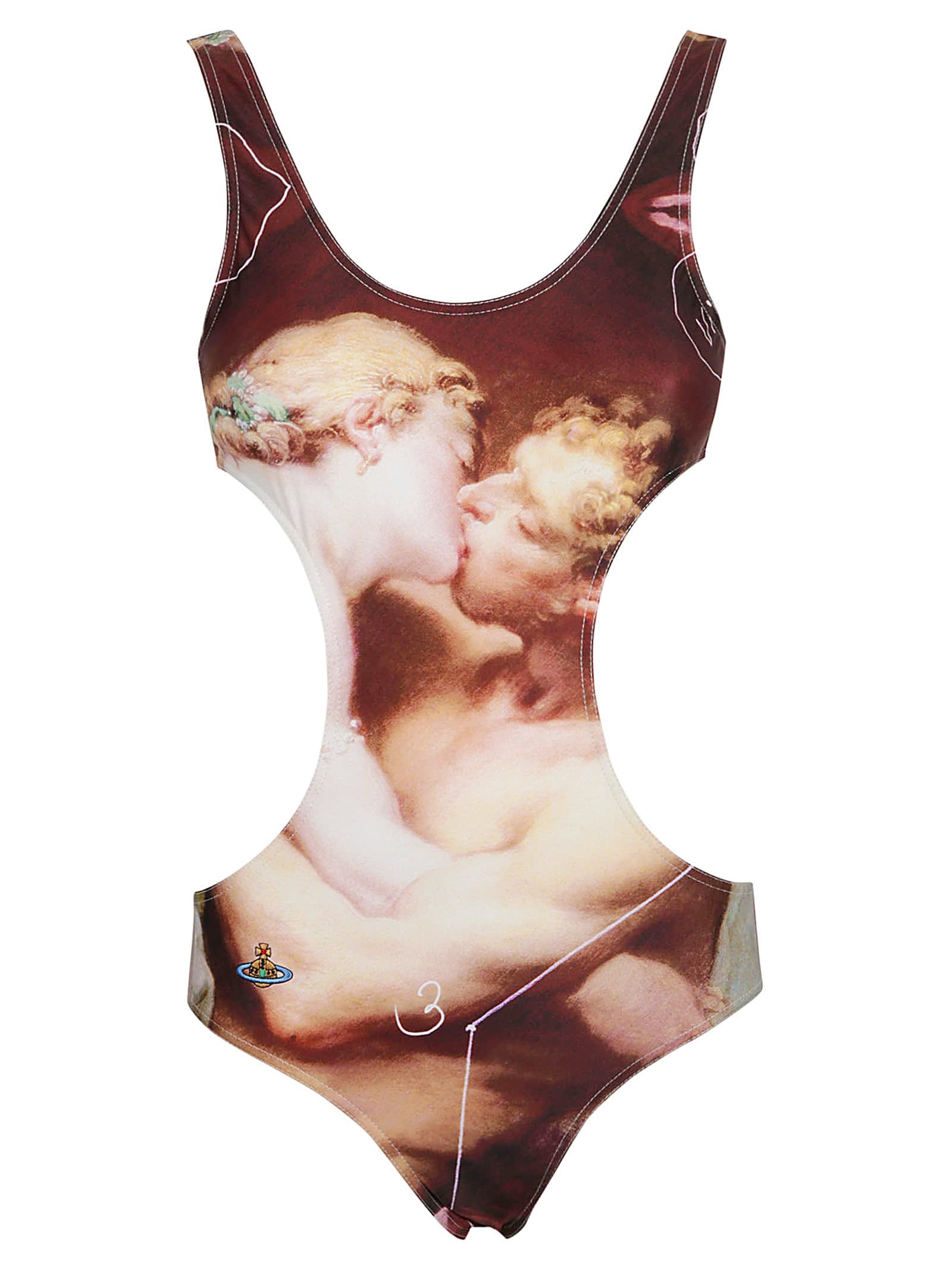 Shop Vivienne Westwood All-over Printed Cut-out Detail Swimsuit In The Kiss