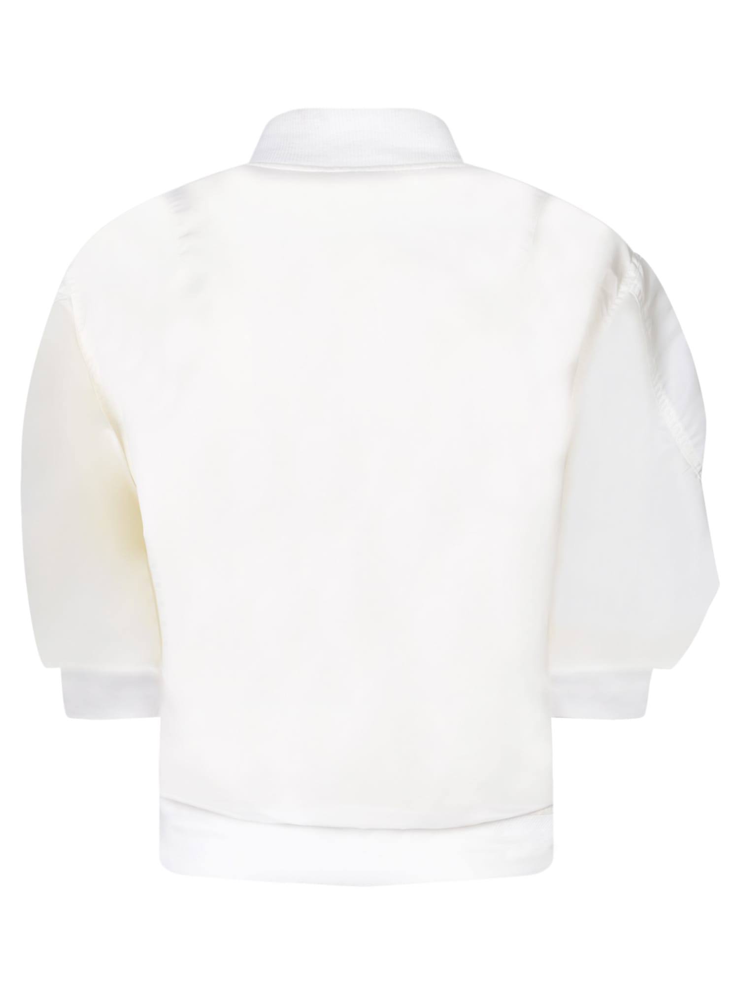 Shop Sacai White Nylon Bomber With Puff Sleeves