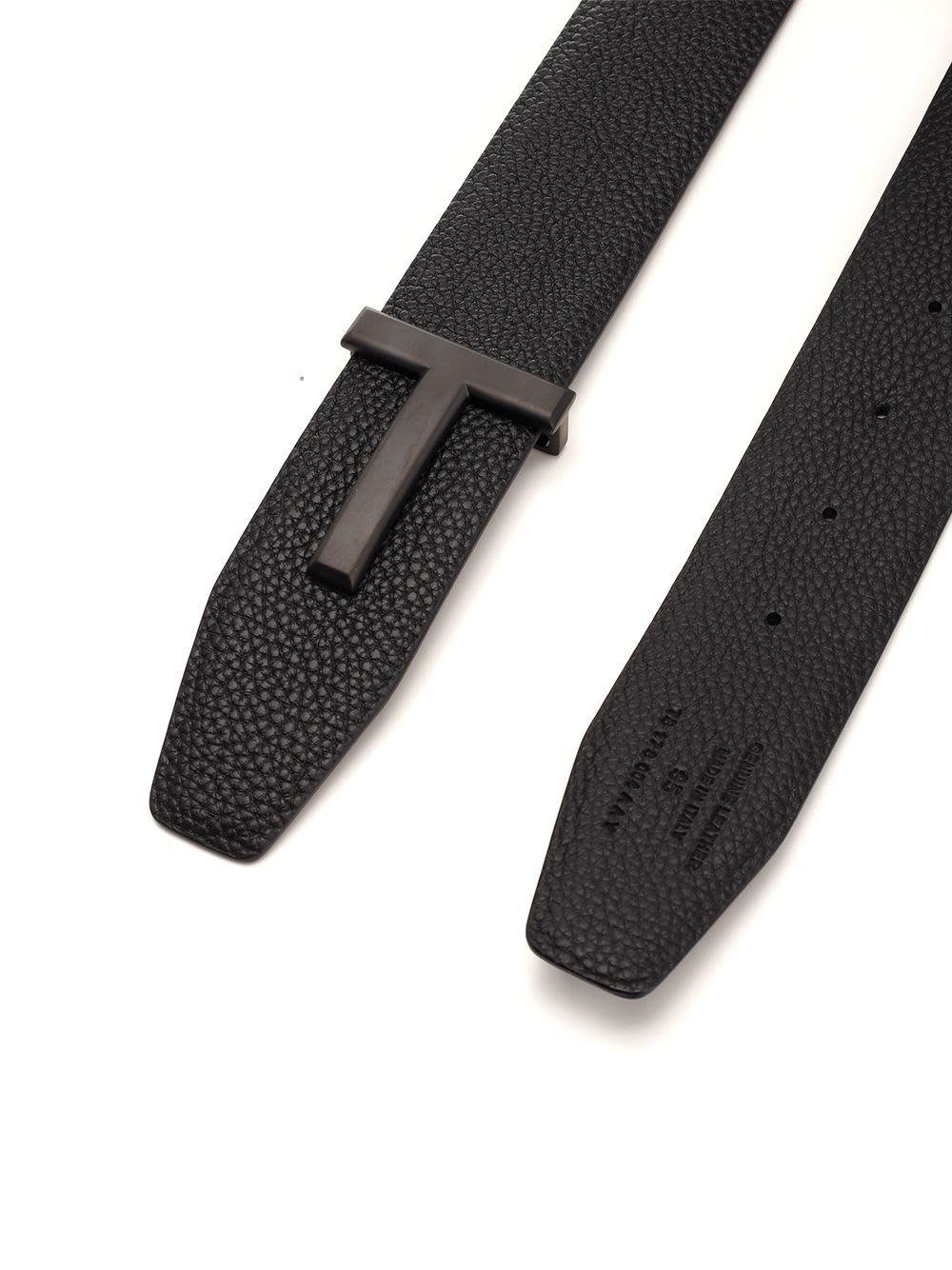 Tom Ford Mens Black Reversible Brand-plaque Leather Belt In Black