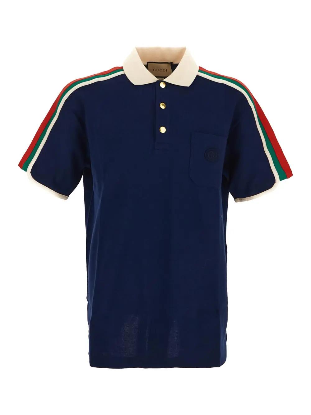 GUCCI COTTON JERSEY POLO SHIRT WITH WEB