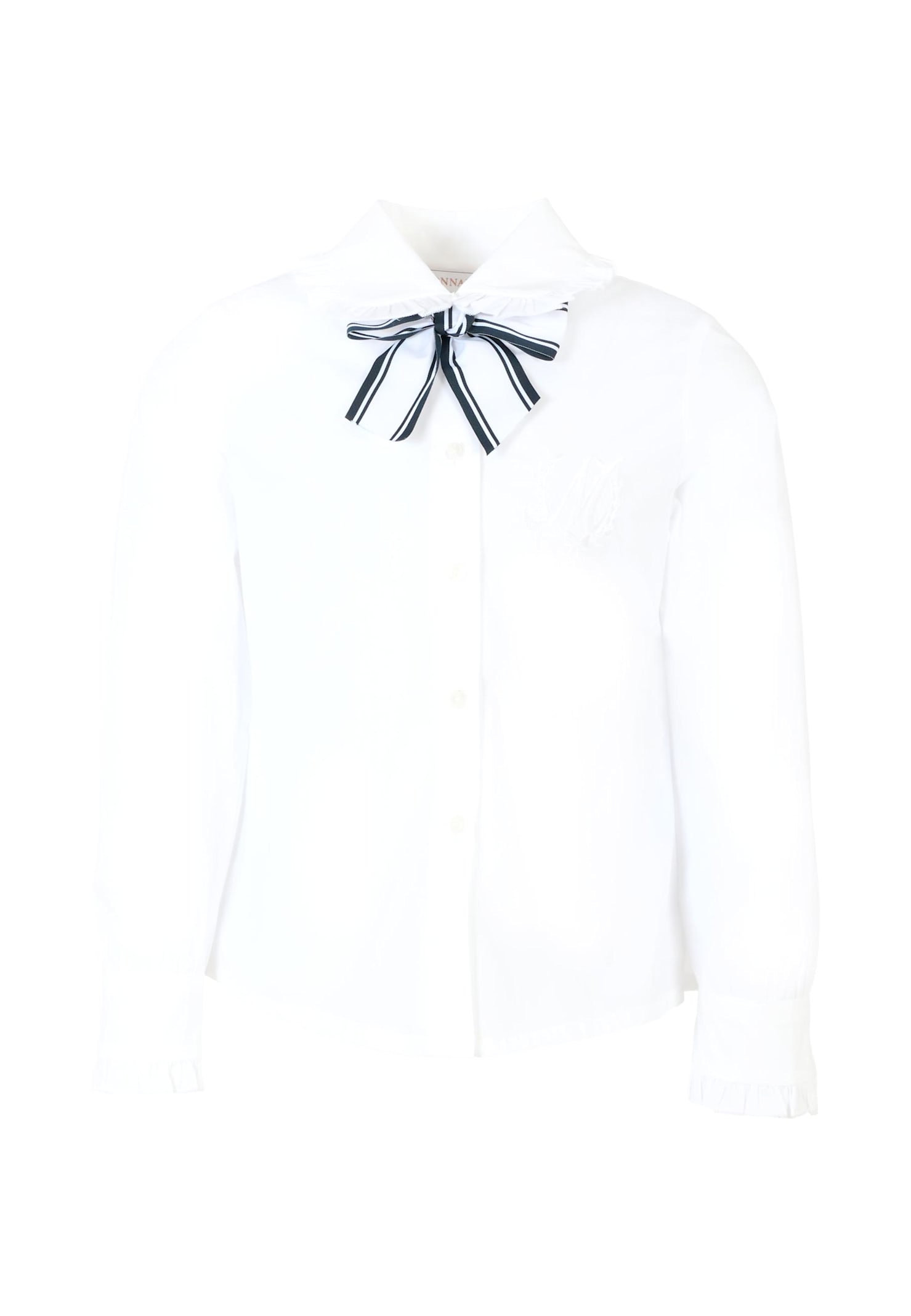 Monnalisa White Shirt For Girl With Bow In White