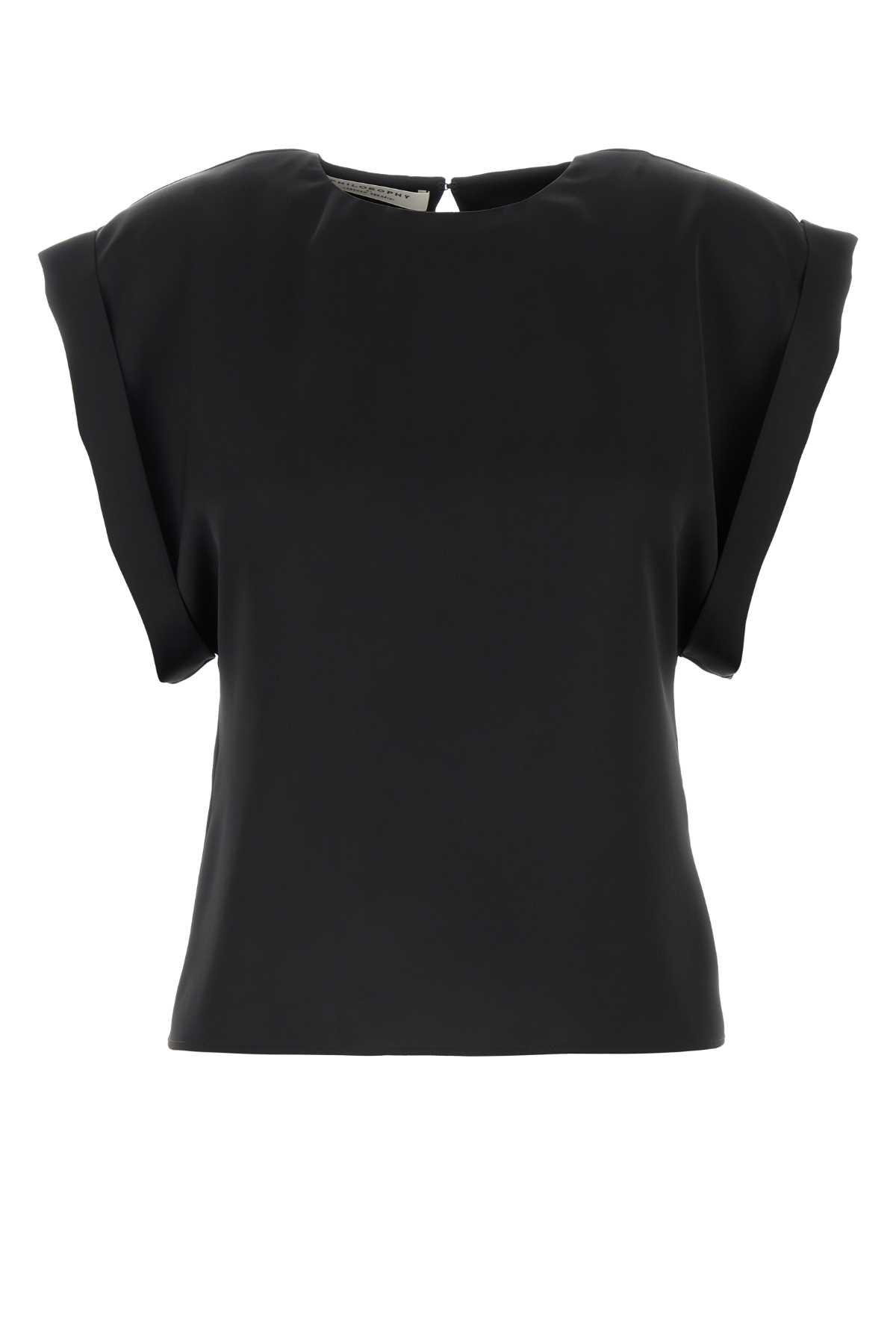 Shop Philosophy Di Lorenzo Serafini Black Satin Top In Nero