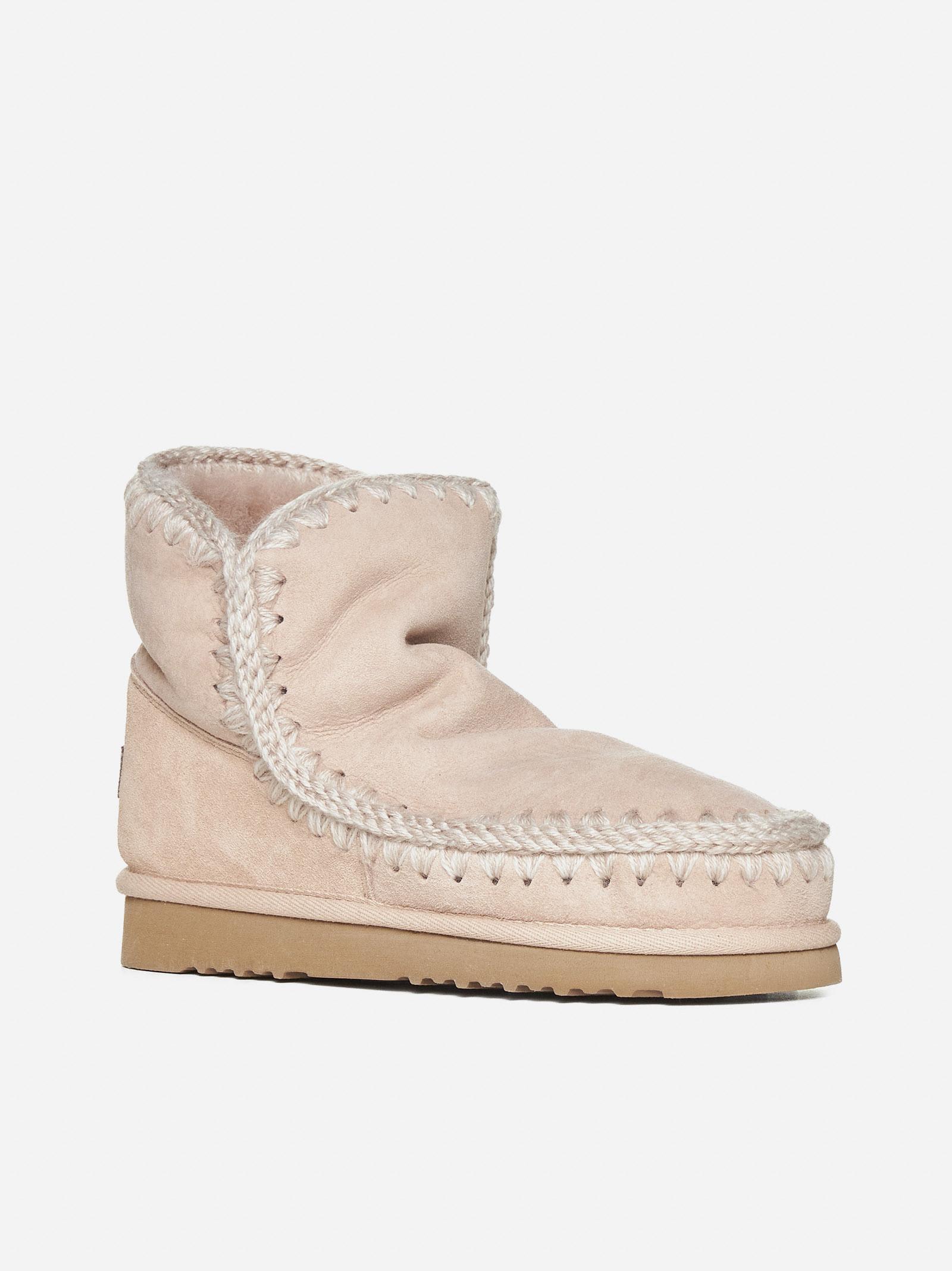 Shop Mou Eskimo Suede And Shearling Ankle Boots