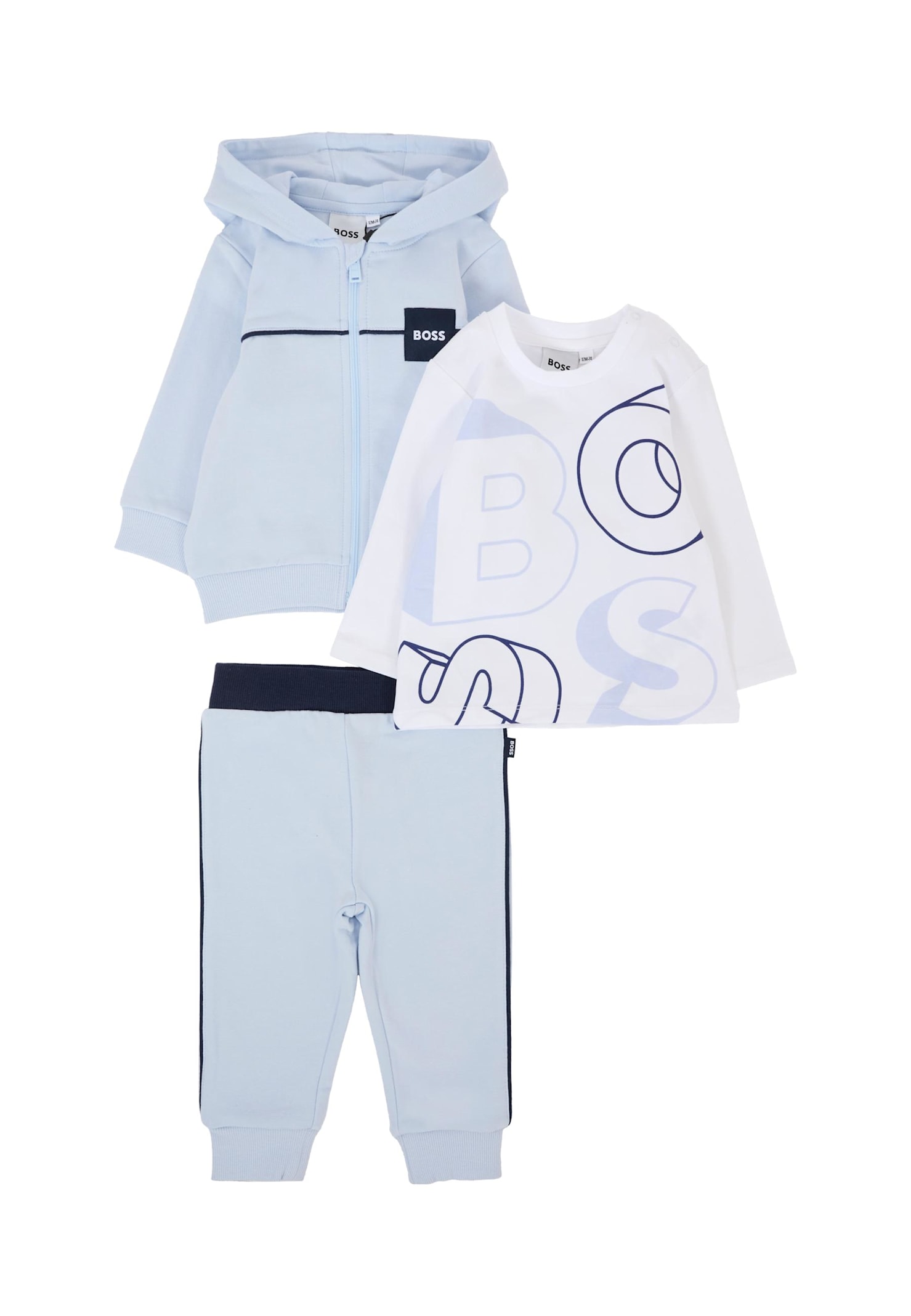 Hugo Boss Light Blue Set For Baby Boy With Logo In Blue