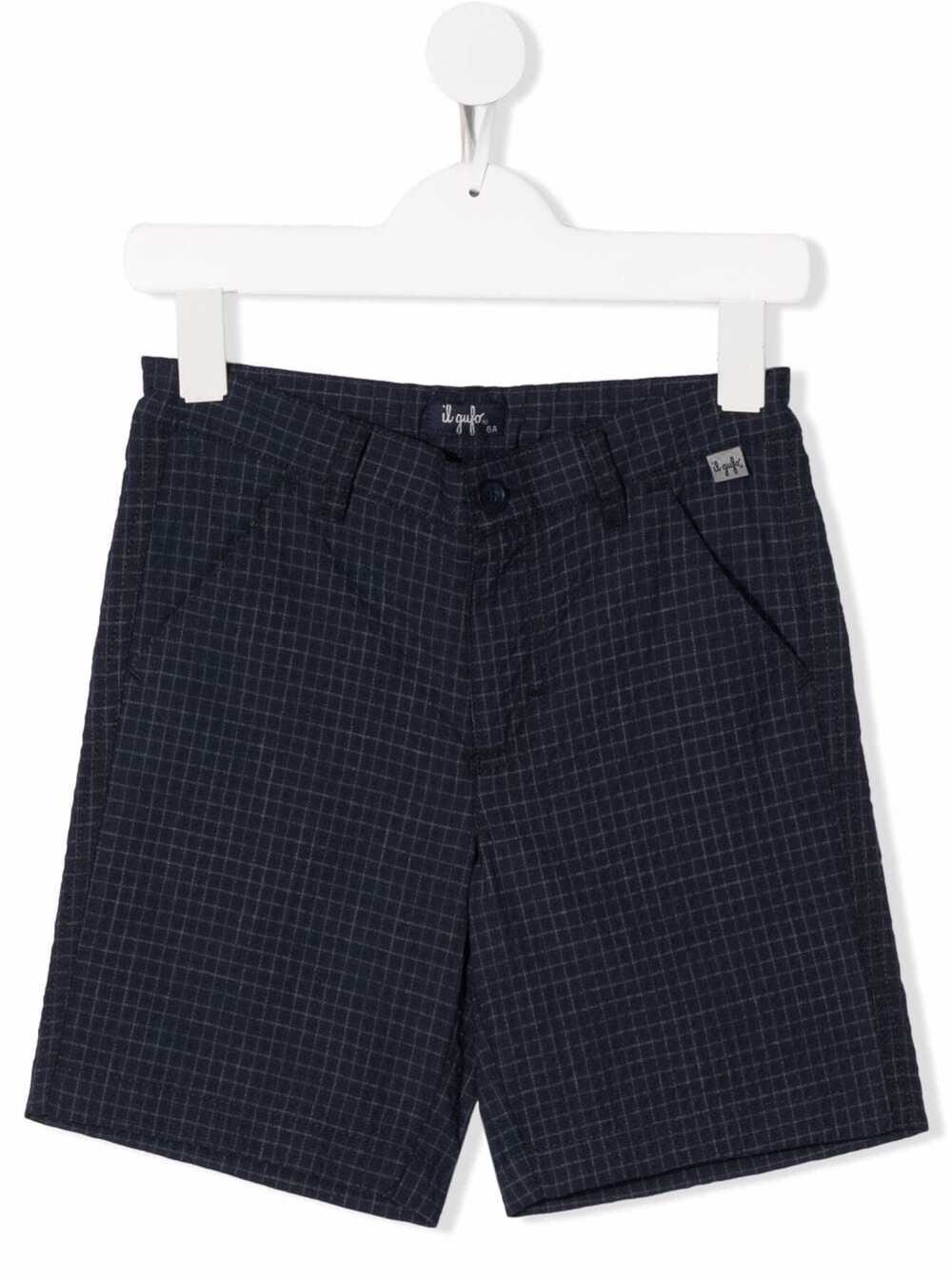 Il Gufo Kids Boyss Blue Cotton Check Bermuda Shorts