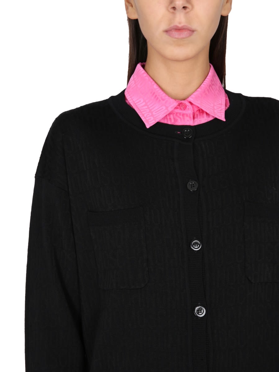 Moschino Couture Cardigan With Logo In Black