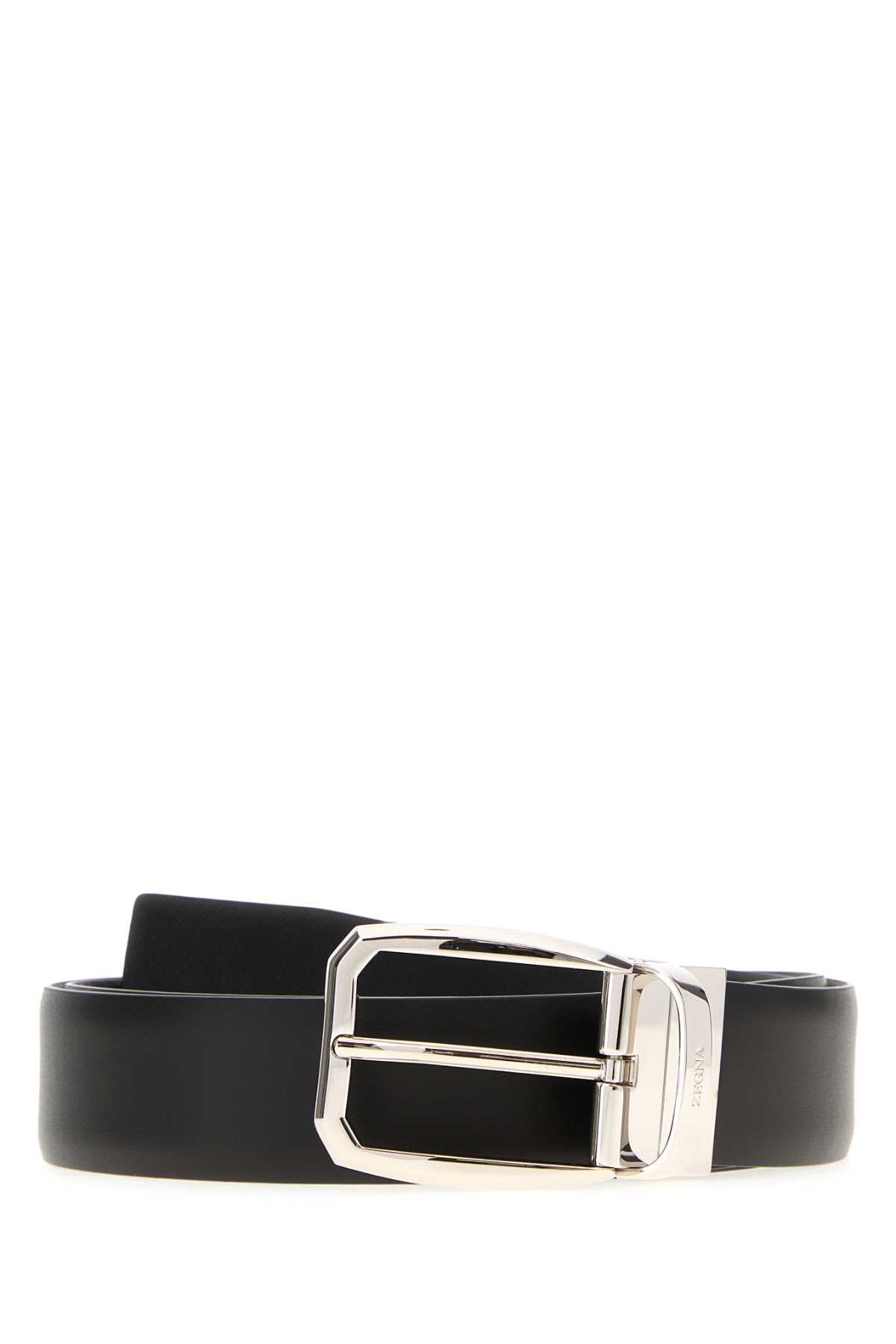 Black Leather Reversible Belt