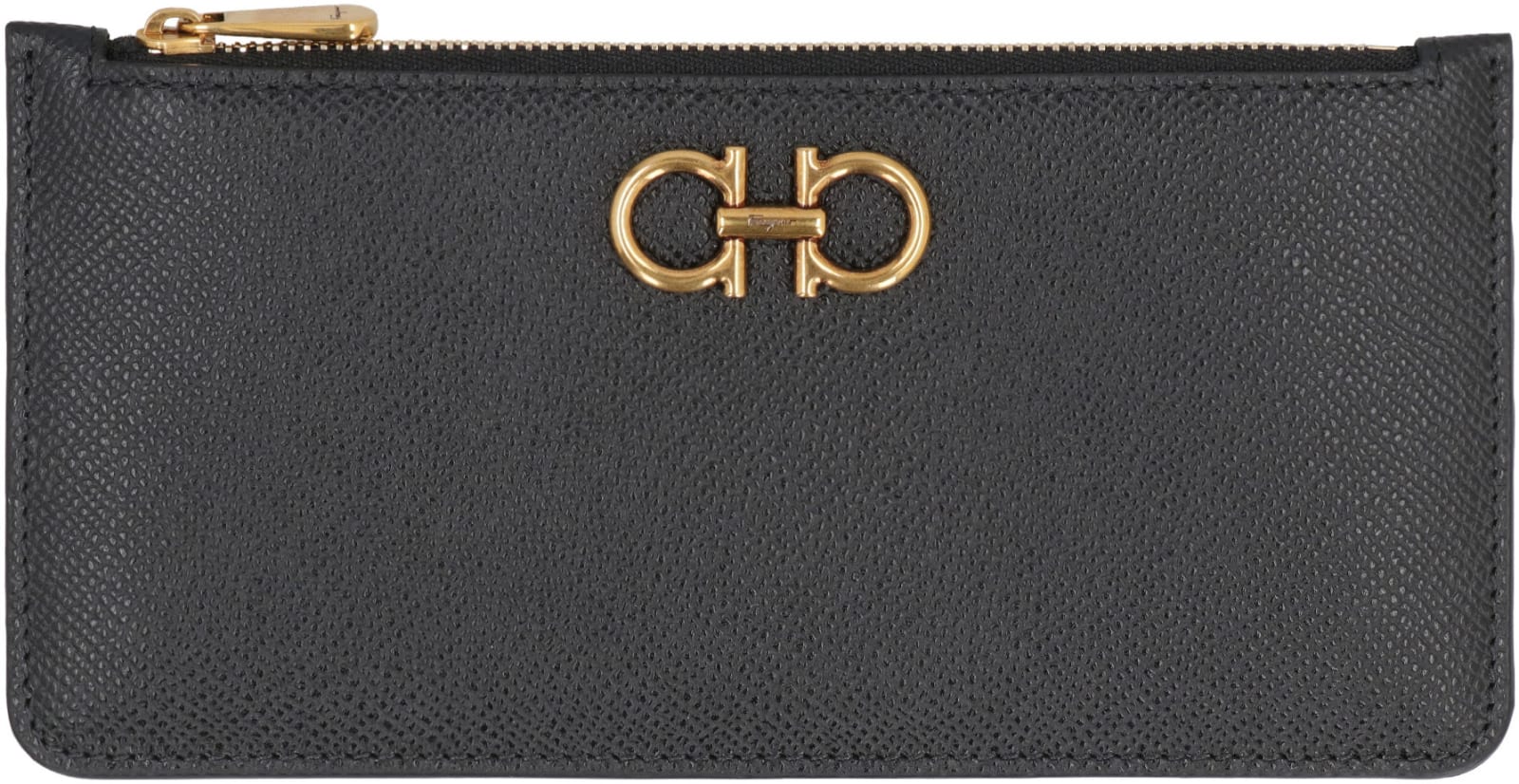 Shop Ferragamo Gancini Logo Detail Leather Card Holder In Black