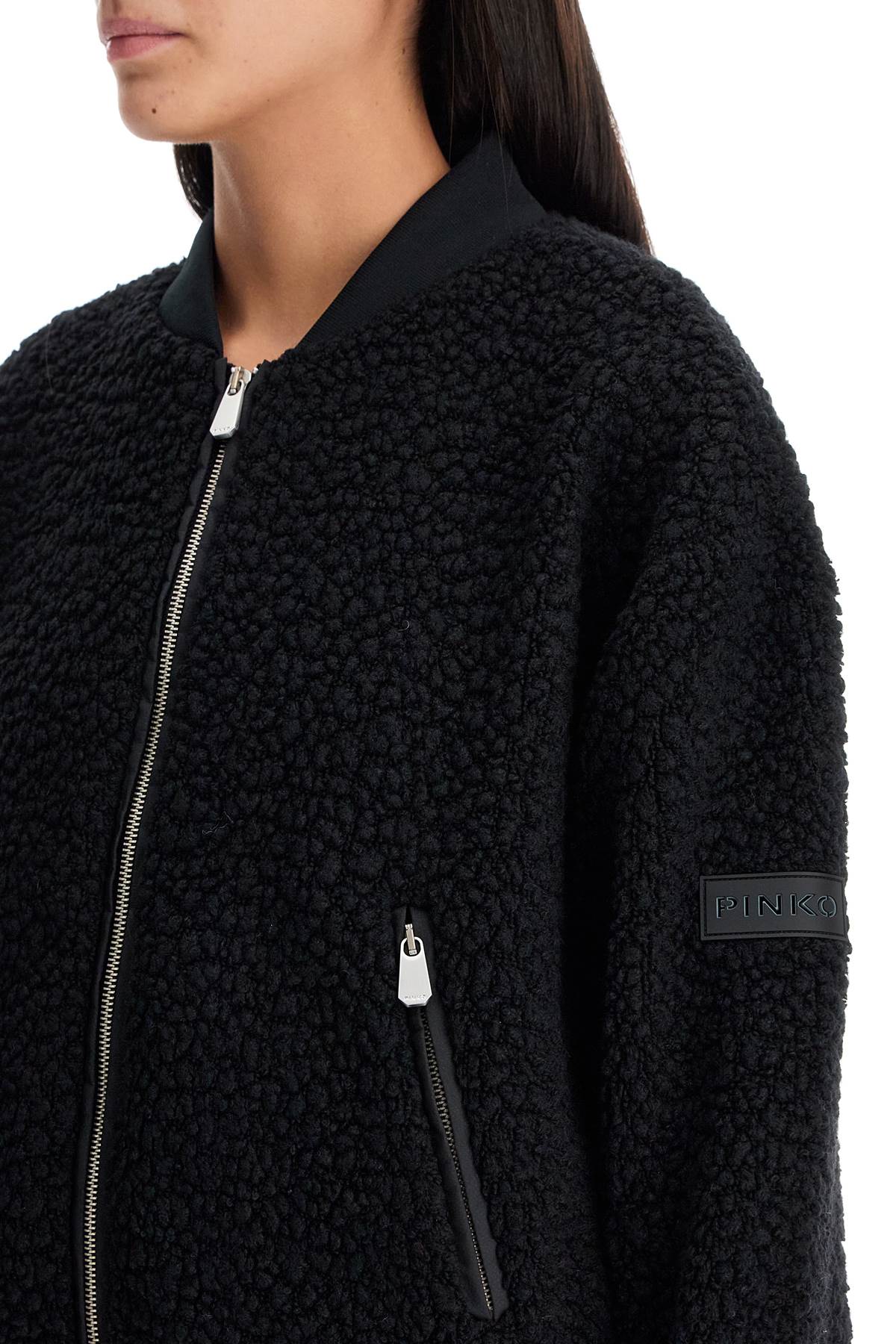 Shop Pinko Teddy Bomber Jacket For In Nero Limousine (black)