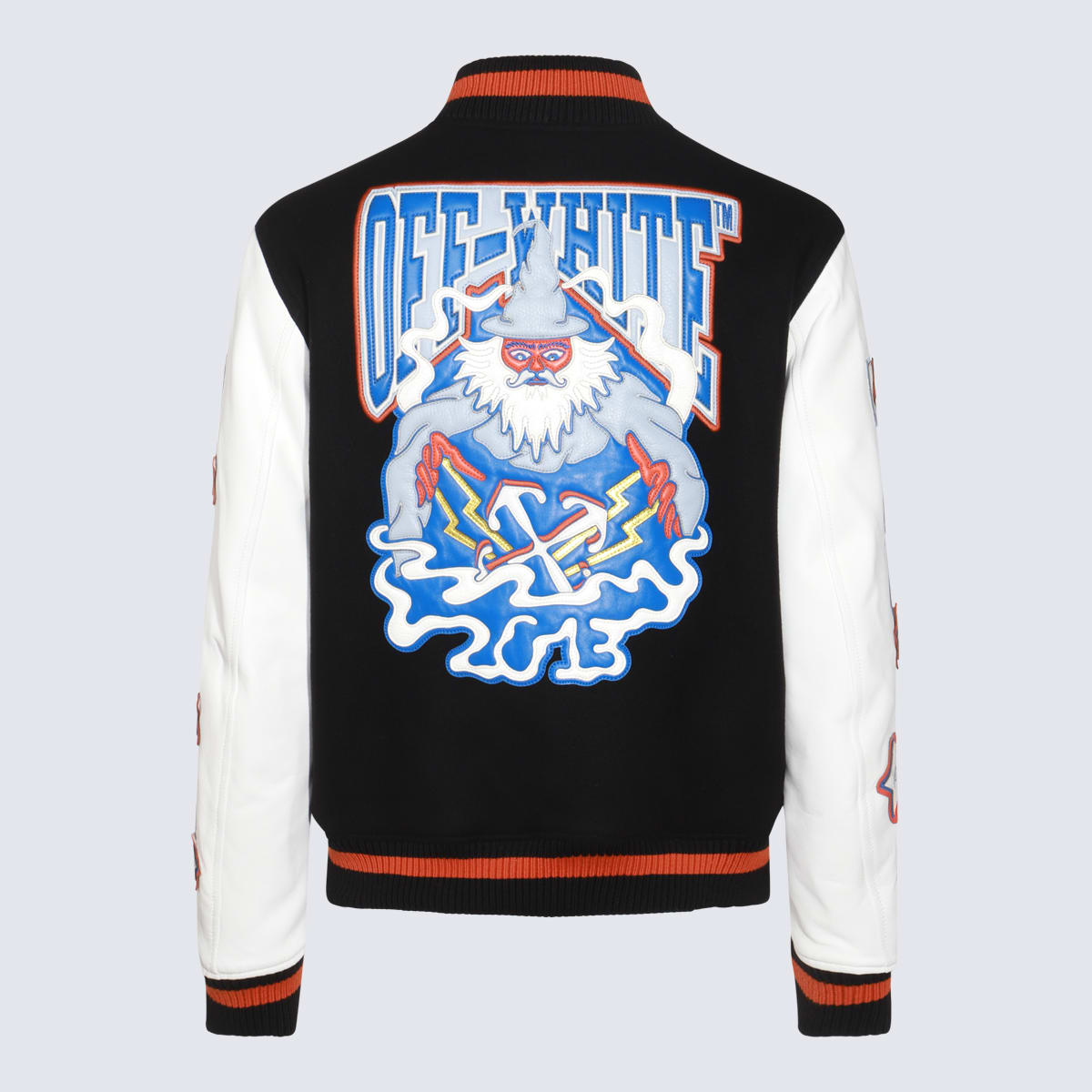 Shop Off-white Multicolour Wool Patchwork Bomber Jacket In Black