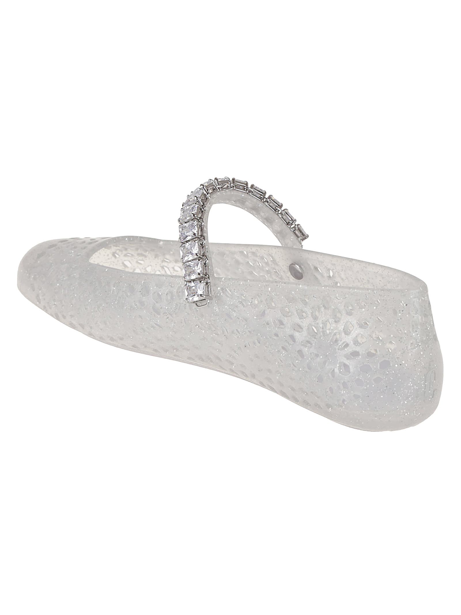 Jimmy Choo Clear Jelly Ballerina Flats With Crystal Embellishment In Silver