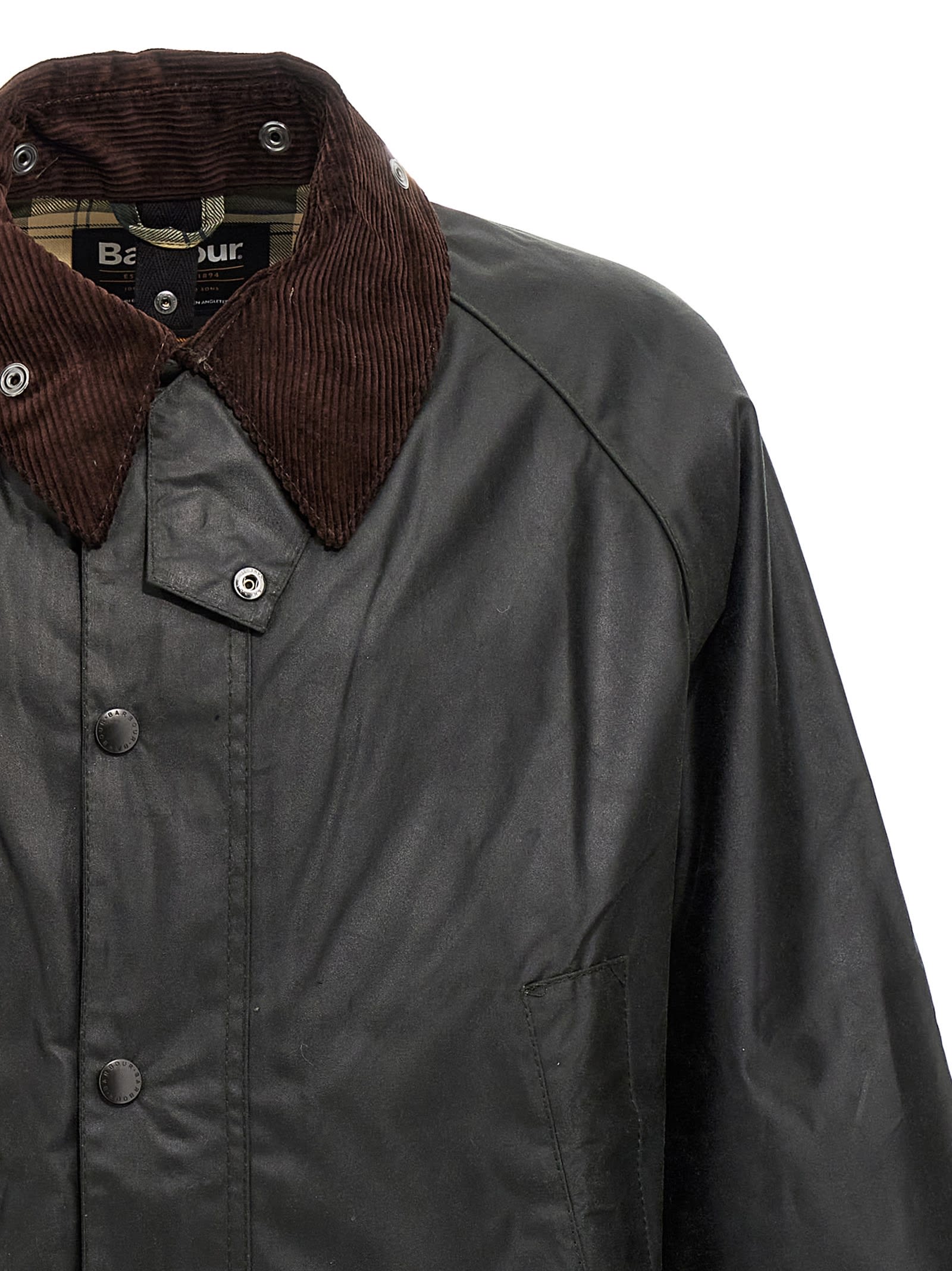 Barbour Mens Sage Bedale Waxed-cotton Jacket In Black
