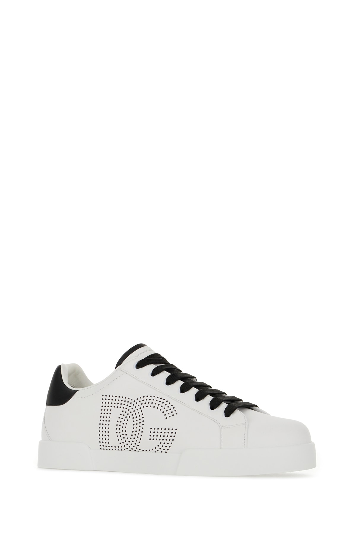 Shop Dolce & Gabbana Two-tone Leather Portofino Sneakers In Bianco Nero