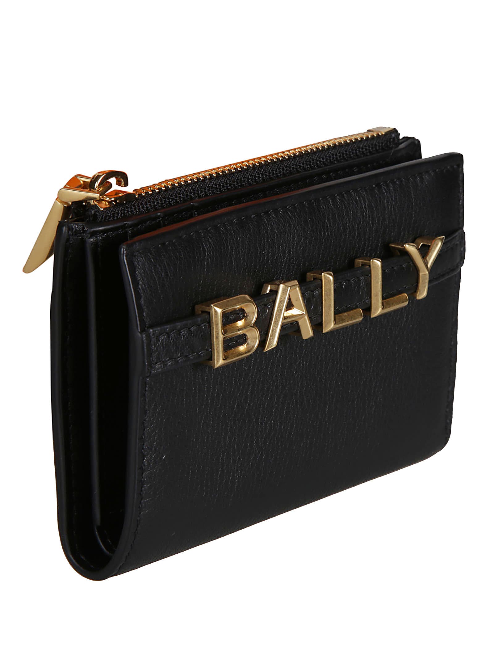 Shop Bally Logo Zip Around Wallet In Black