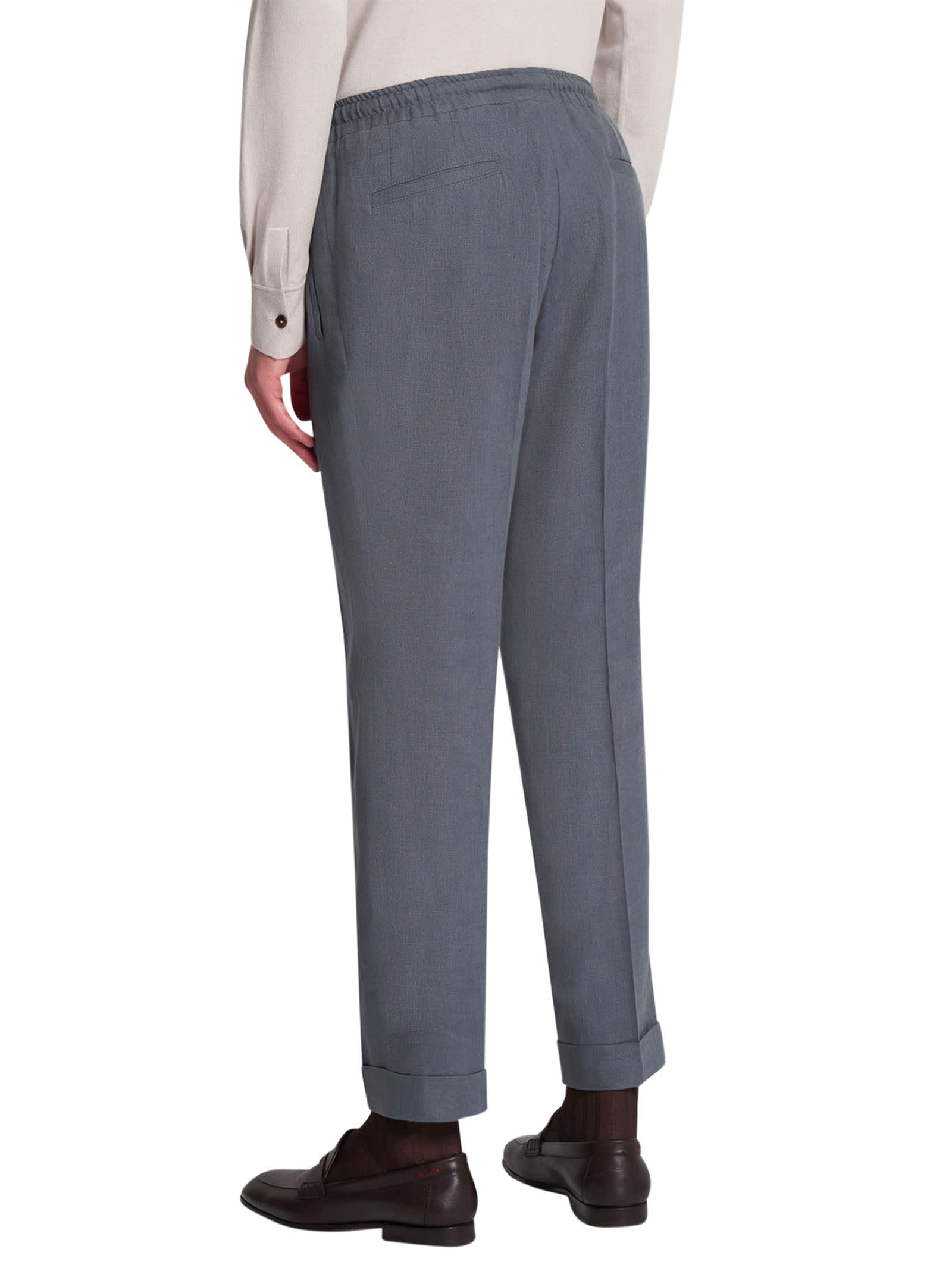 Shop Kiton Trousers Linen In Grey