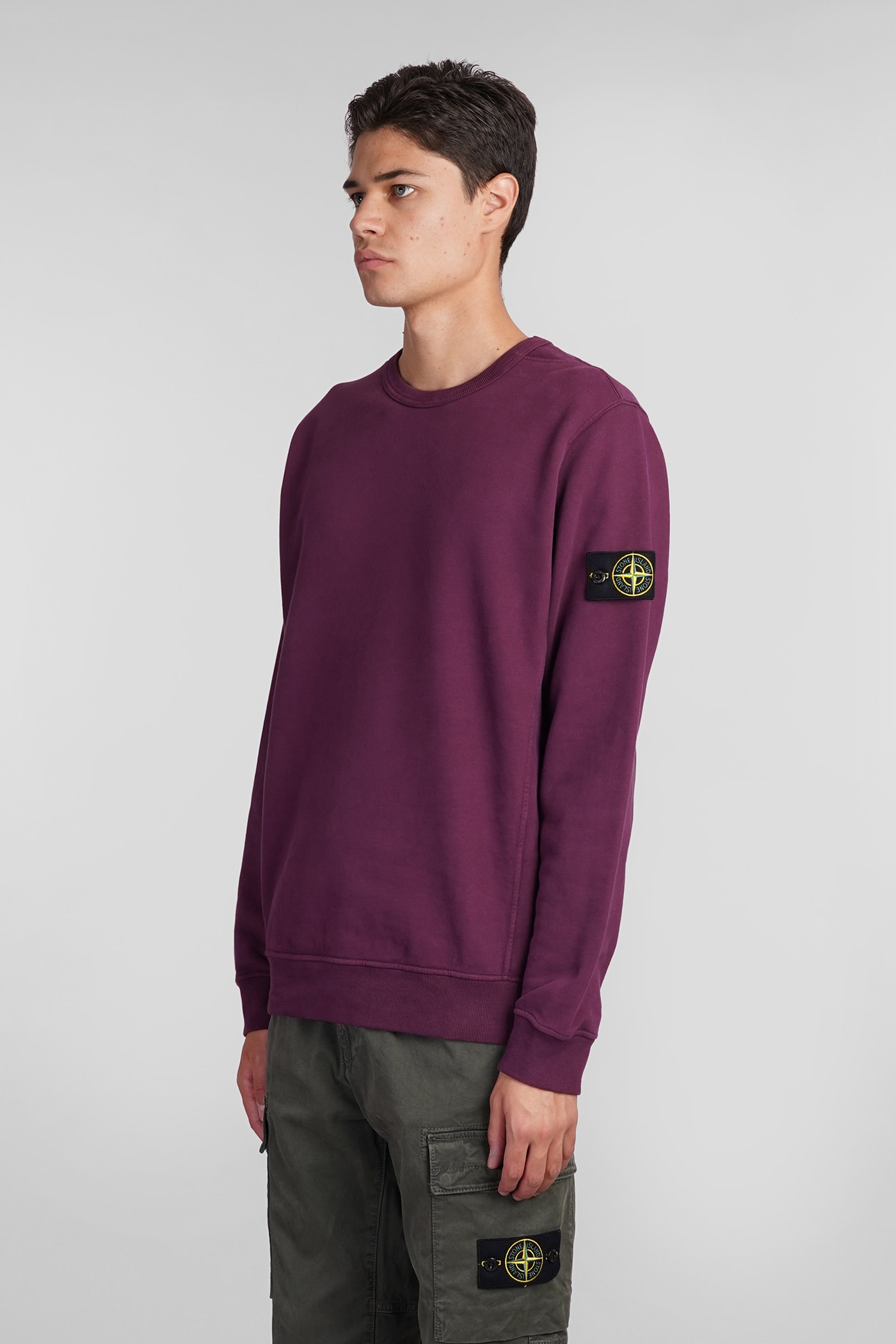 Shop Stone Island Sweatshirt In Viola Cotton