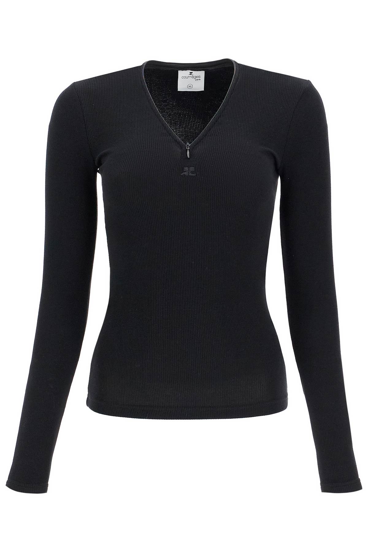 Shop Courrèges Fitted Long-sleeve Top In Black (black)