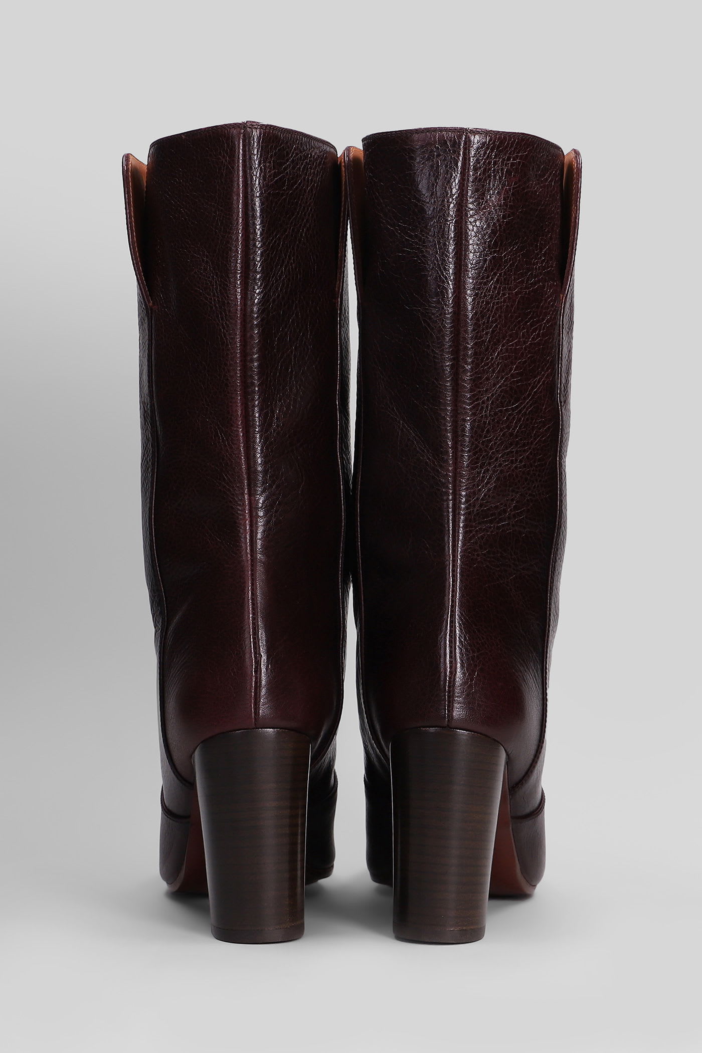 Chie Mihara Exis High Heels Ankle Boots In Bordeaux Leather In Multi