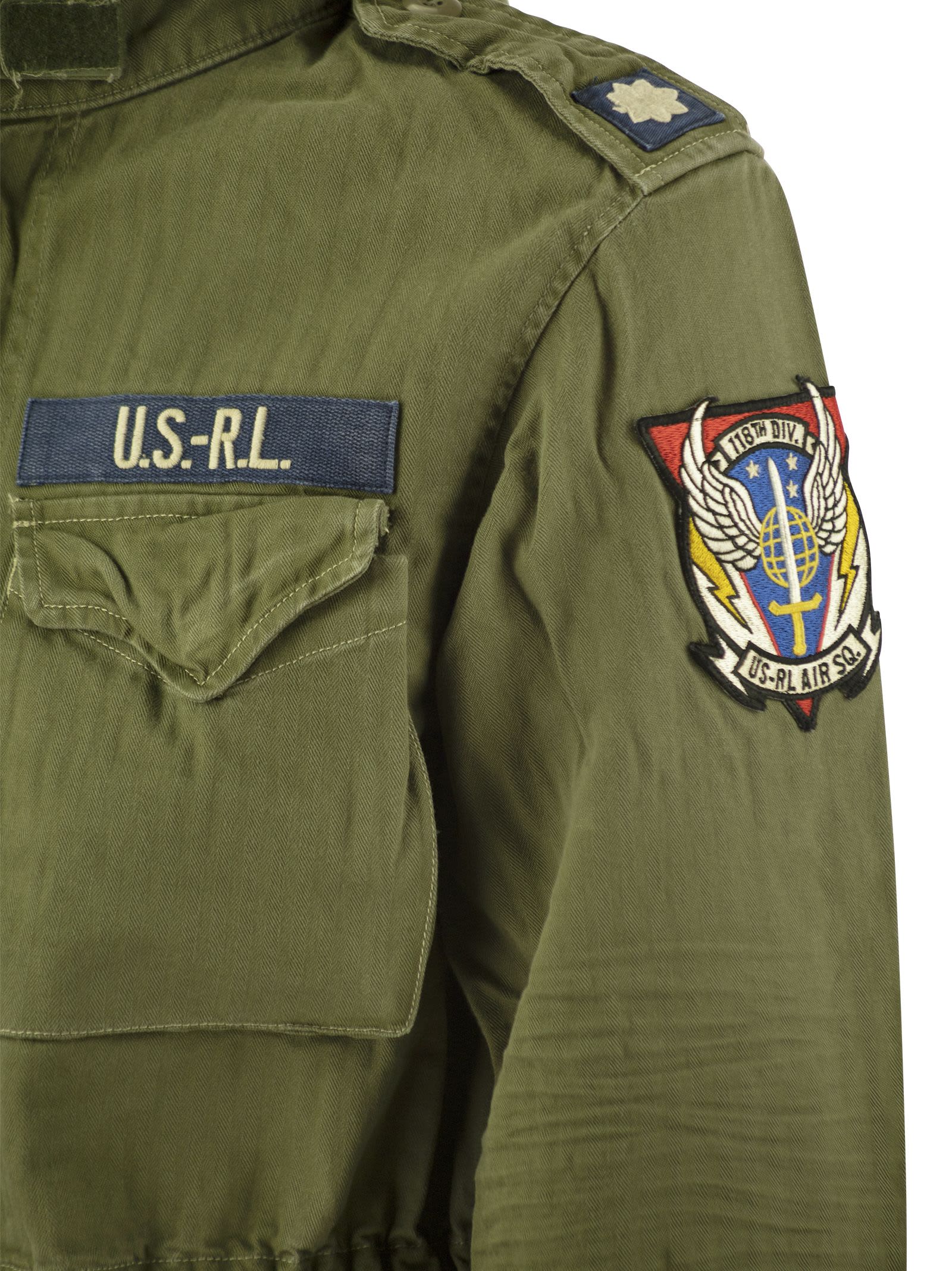 Shop Polo Ralph Lauren Iconic Military Jacket With Patch In Military Green