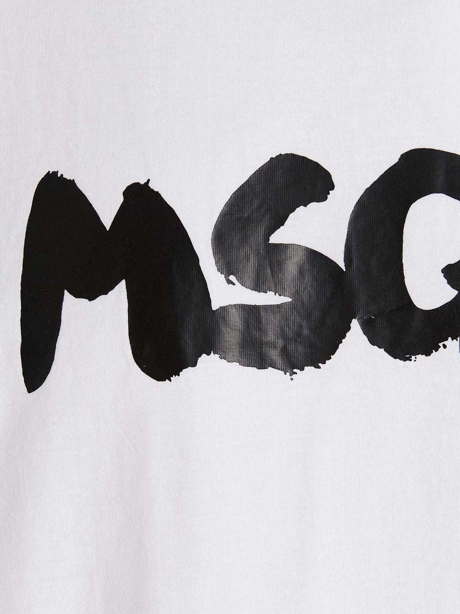 Shop Msgm Logo Print T-shirt In Bianco