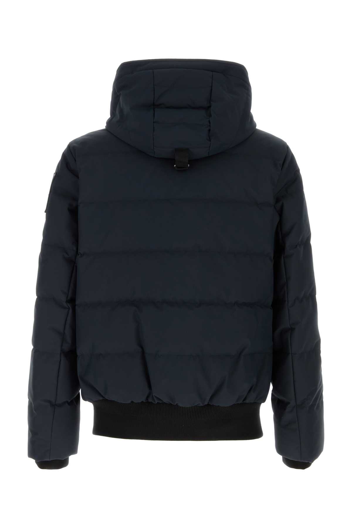 Moose Knuckles Navy Blue Polyester Cloud Bomber Down Jacket In Black