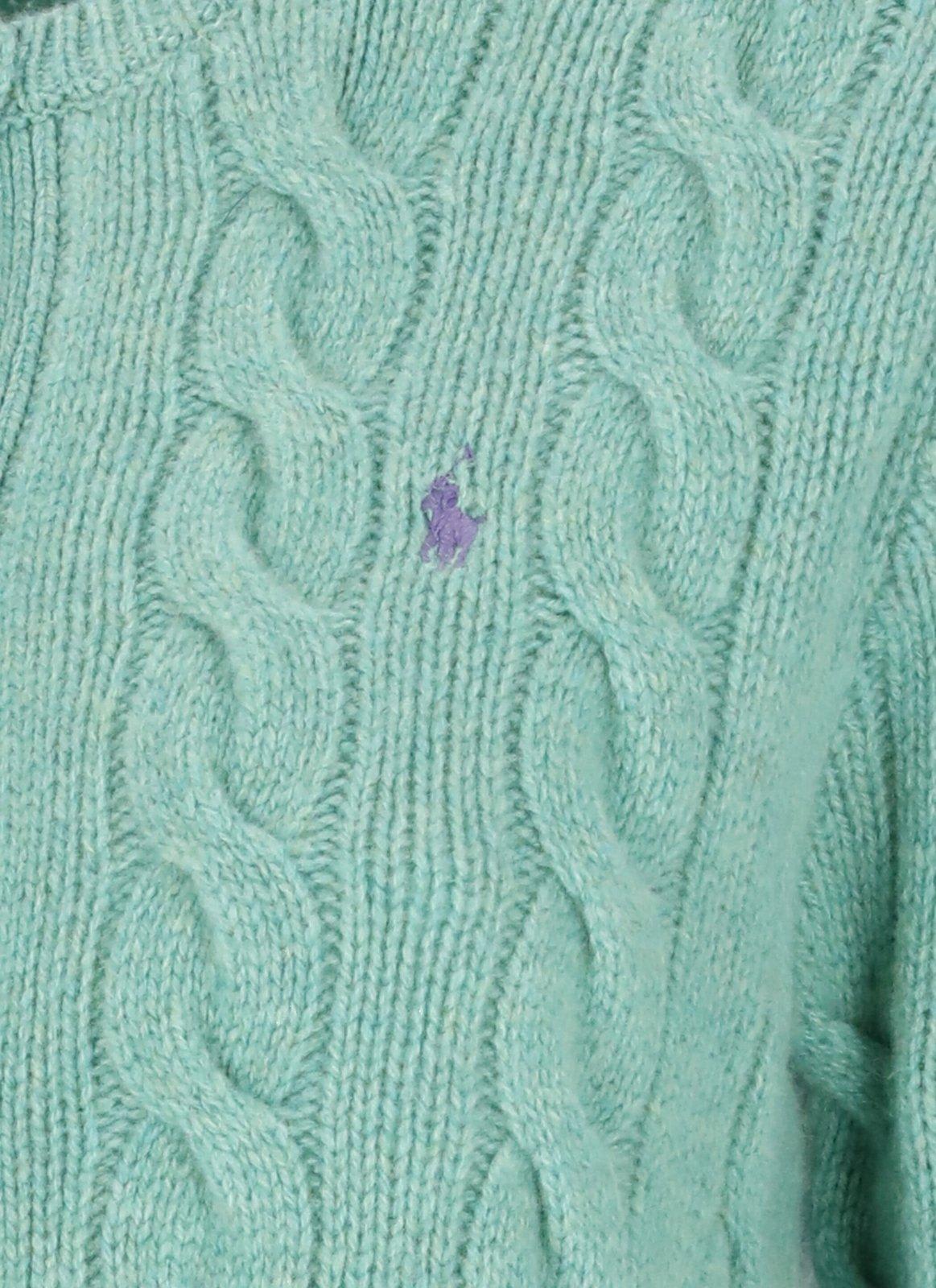 Shop Polo Ralph Lauren Pony Embroidered Cable-knitted Cardigan In Spring Green Heather 24