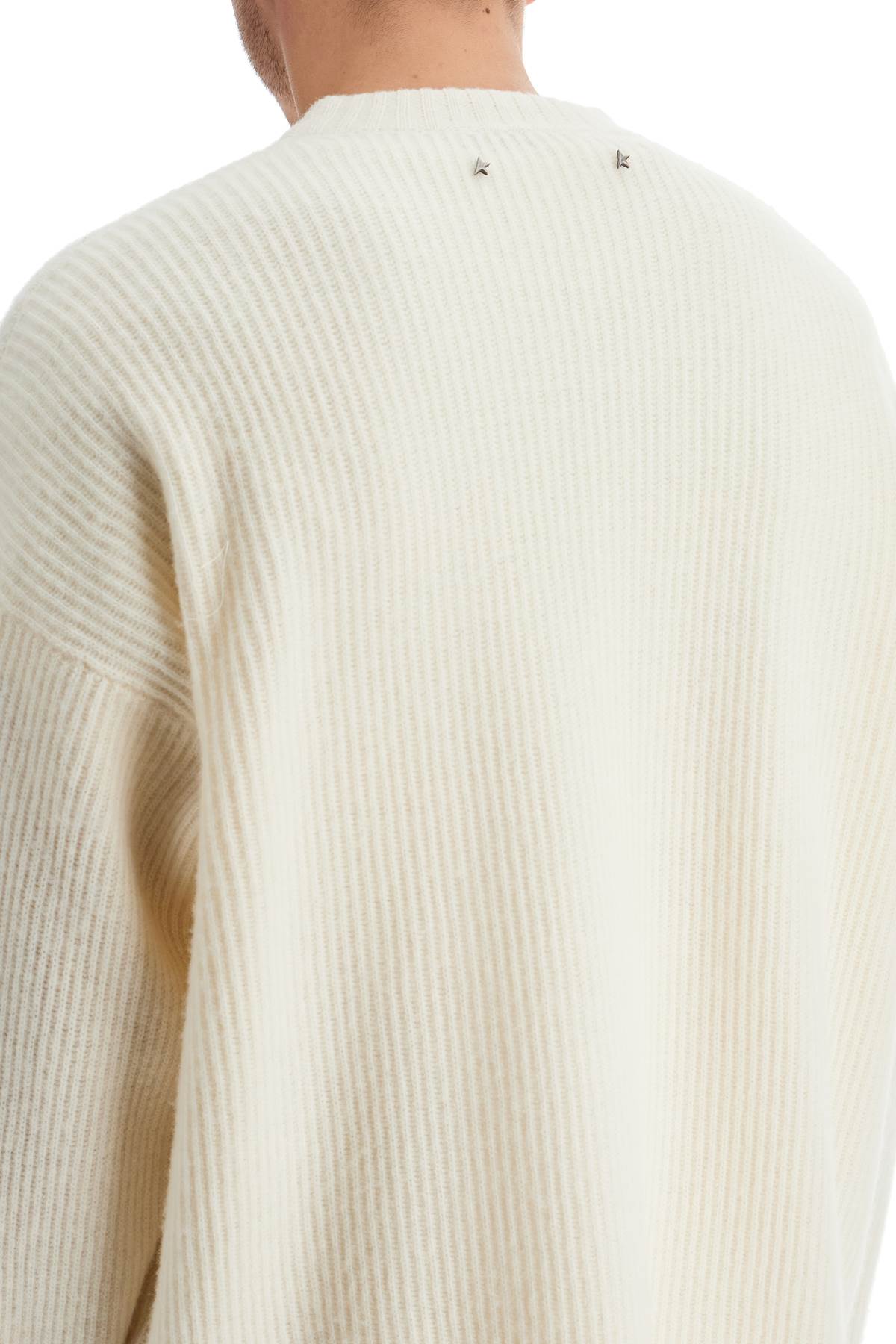 Shop Golden Goose Ribbed Wool Pullover Sweater In Heritage White (white)