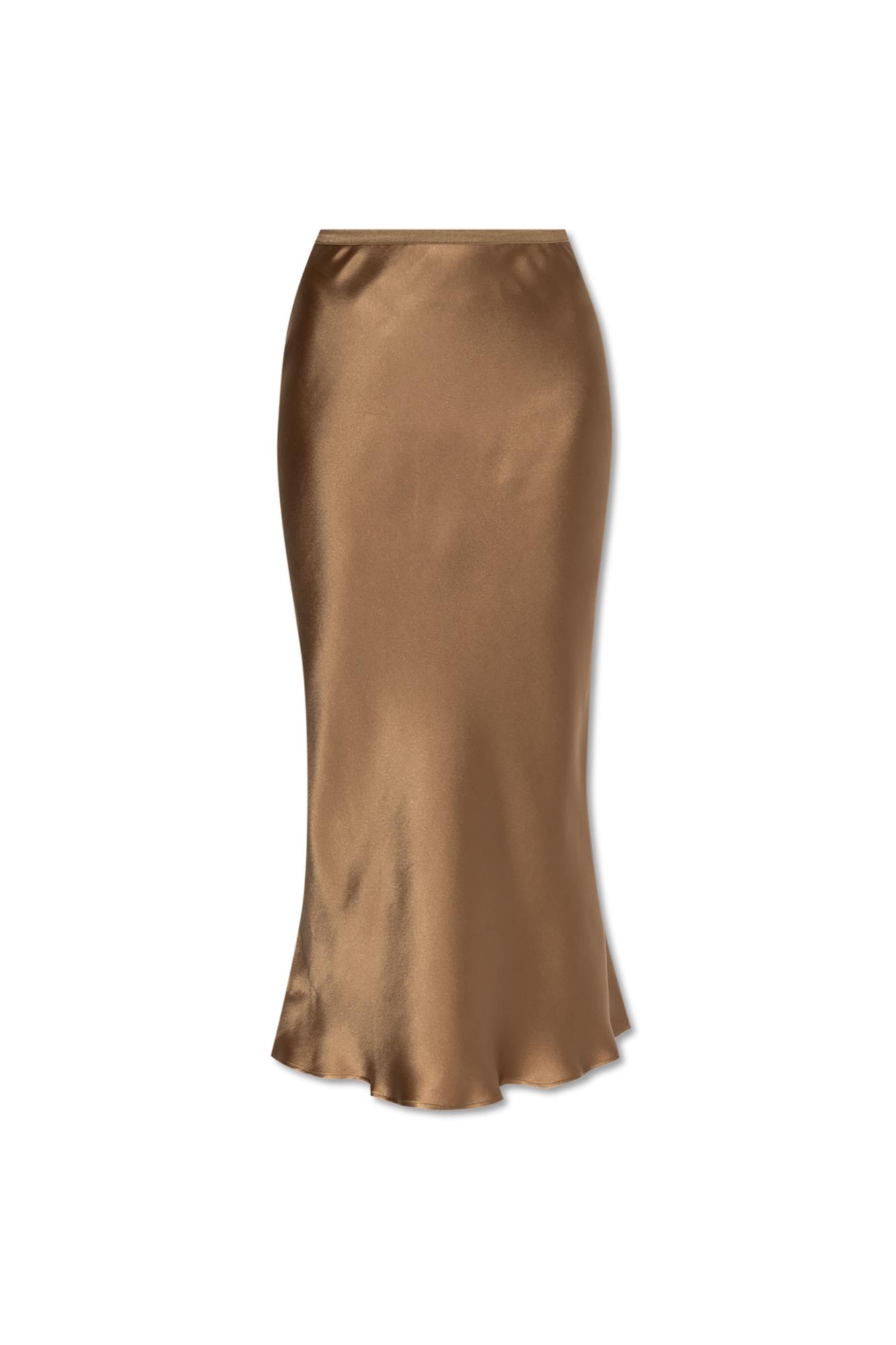 Shop Anine Bing Silk Skirt Bar In Marrone