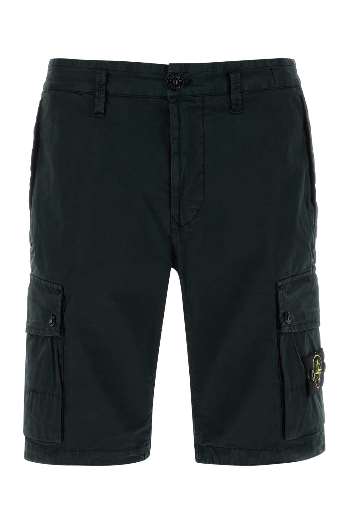 Stone Island Cotton Bermuda Shorts Featuring Cargo Pockets In Green