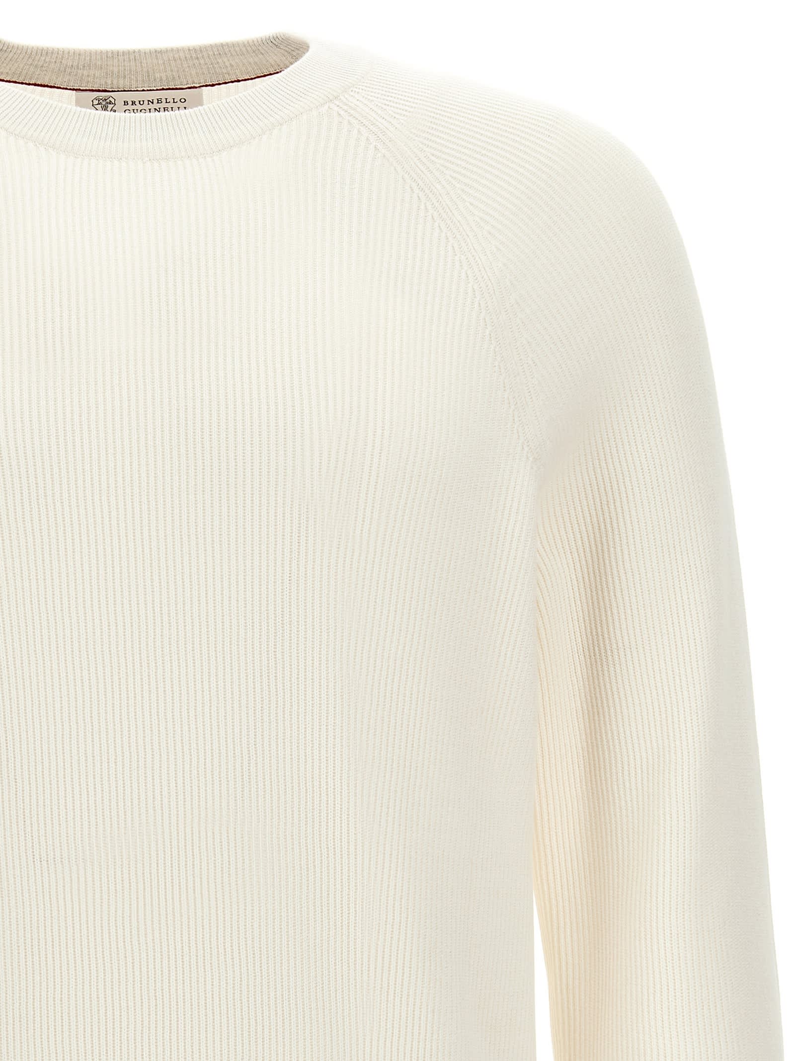 Shop Brunello Cucinelli Ribbed Sweater  In Grey