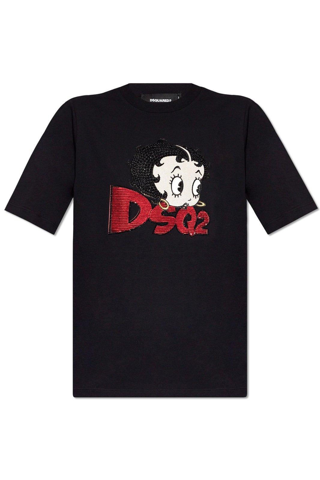 Shop Dsquared2 X Betty Boop Sequin Embellished T-shirt