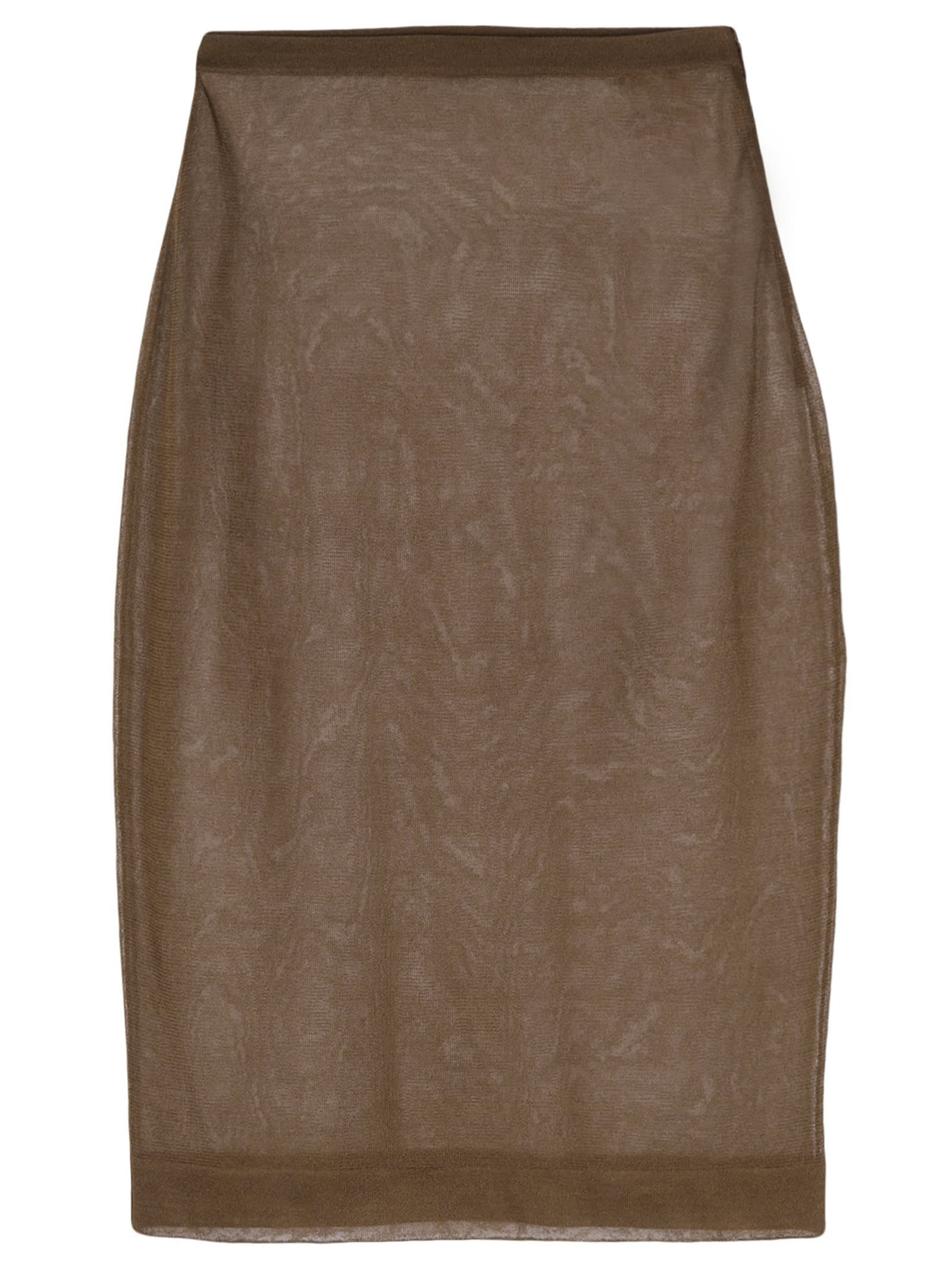 Shop Saint Laurent Knitted Pencil Skirt In Brown