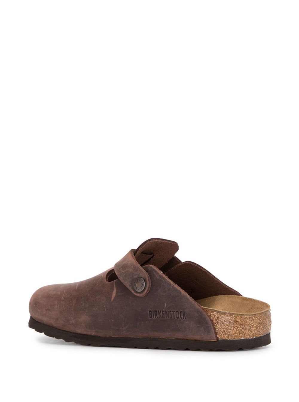Shop Birkenstock Brown Mule With Strap In Waxy Leather Woman