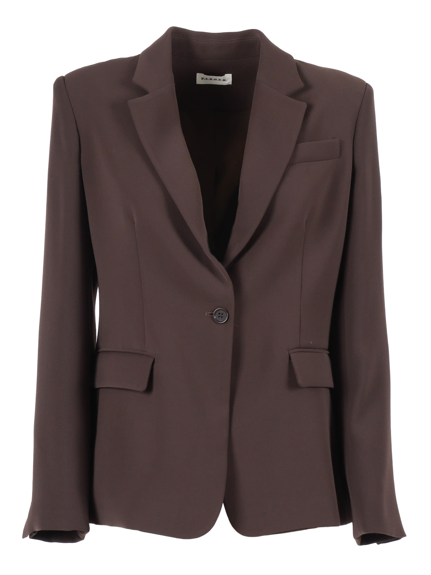 P.a.r.o.s.h Tailored Blazer With Structured Shoulders In Brown