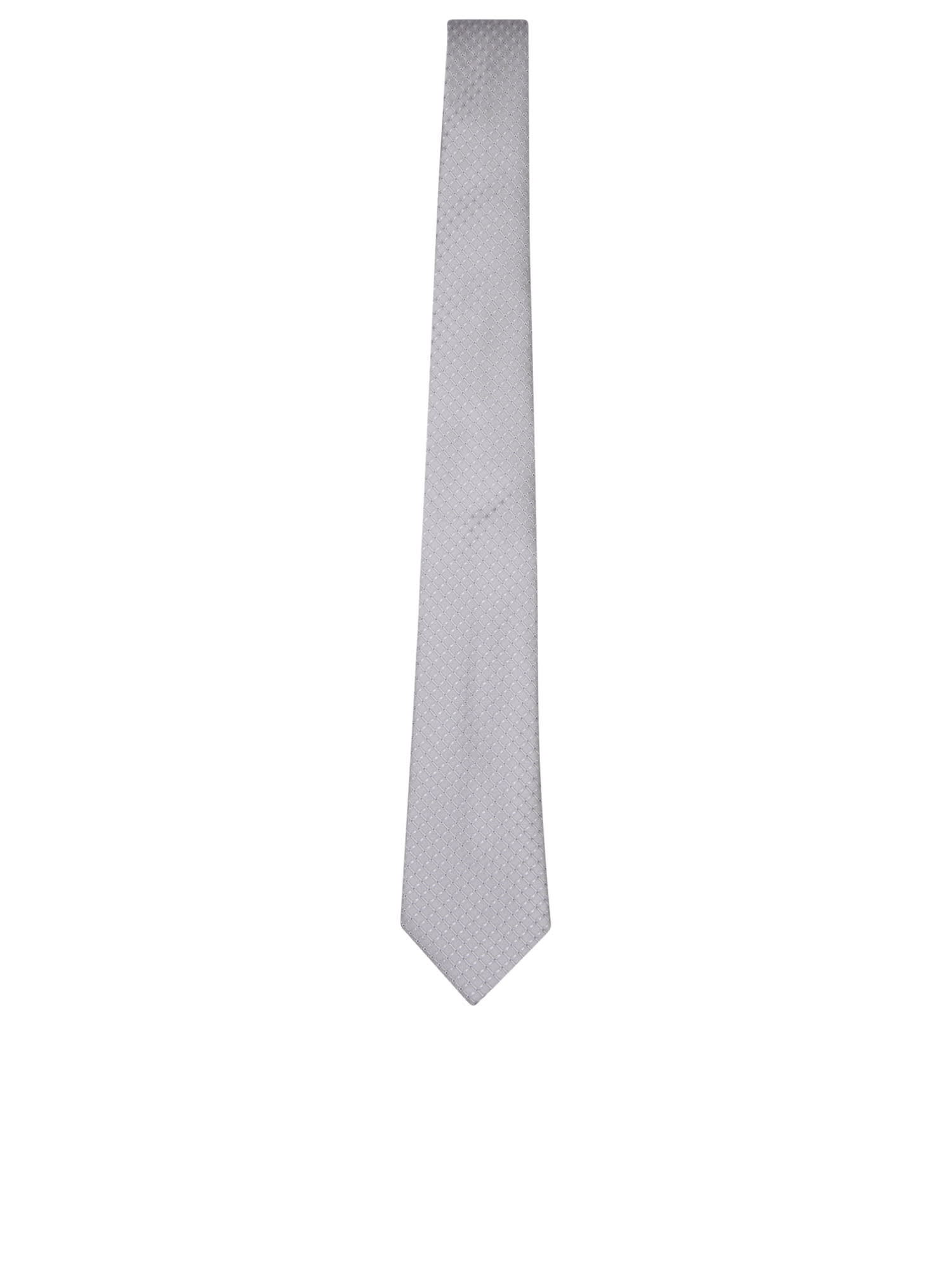 Shop Canali Micropattern Rhombuses Grey Tie In White