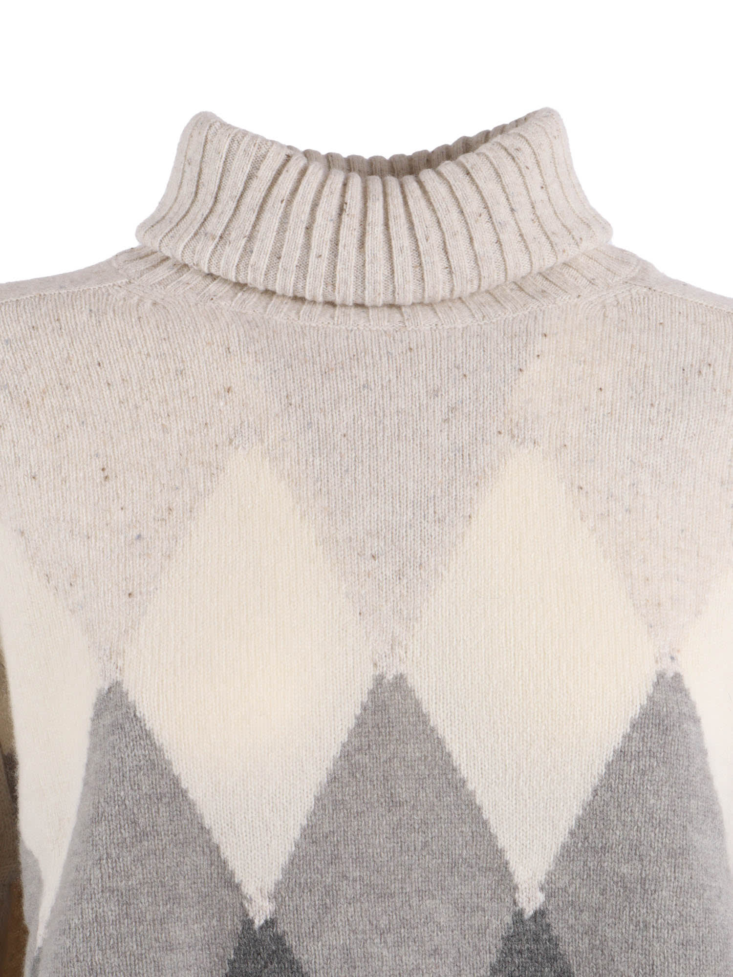 Ballantyne Turtleneck Diamond-pattern Sweater In White