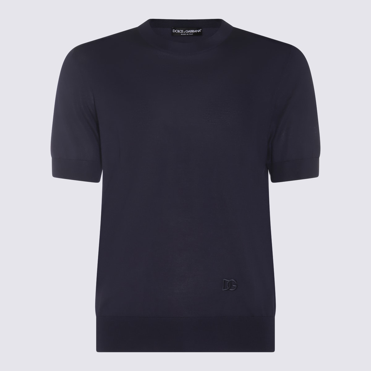 Shop Dolce & Gabbana Navy Silk T-shirt In Blue